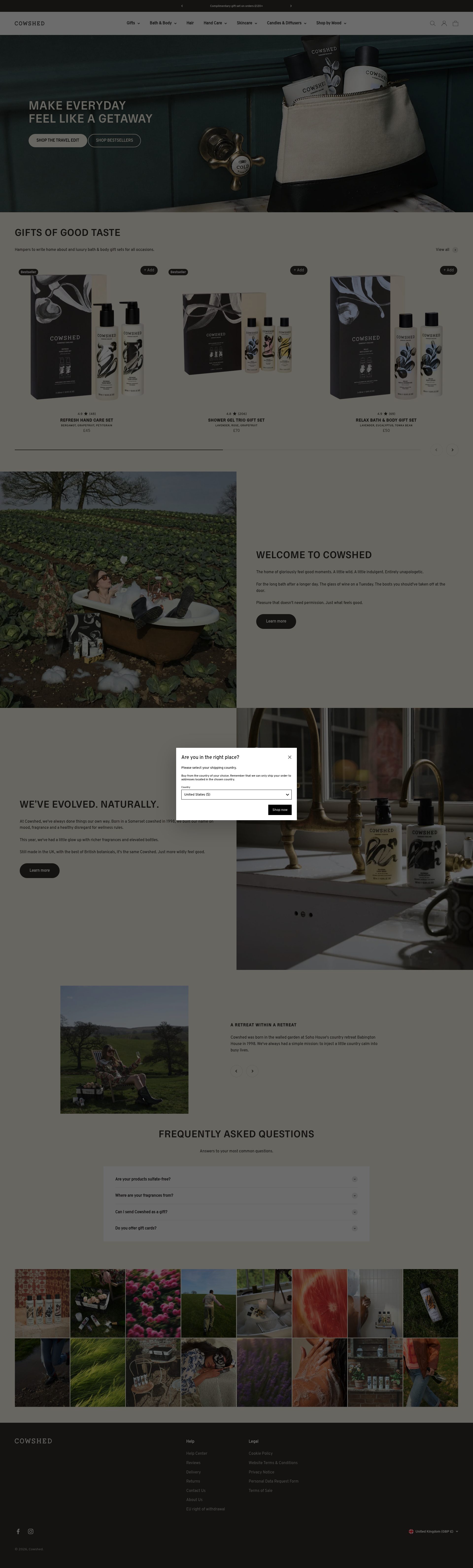 Cowshed homepage