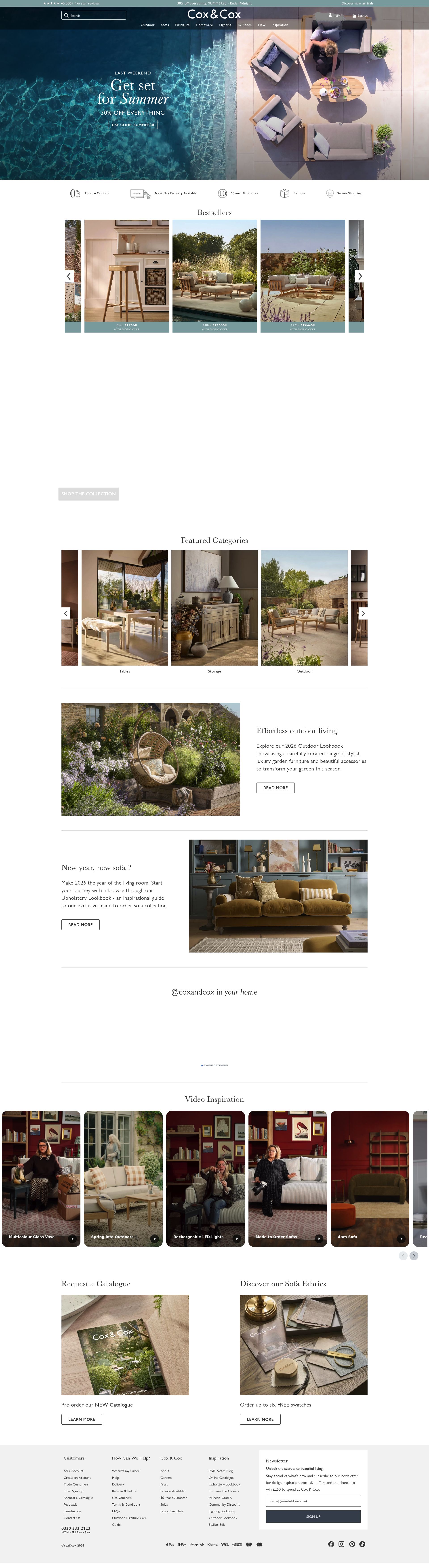 Cox And Cox homepage screenshot