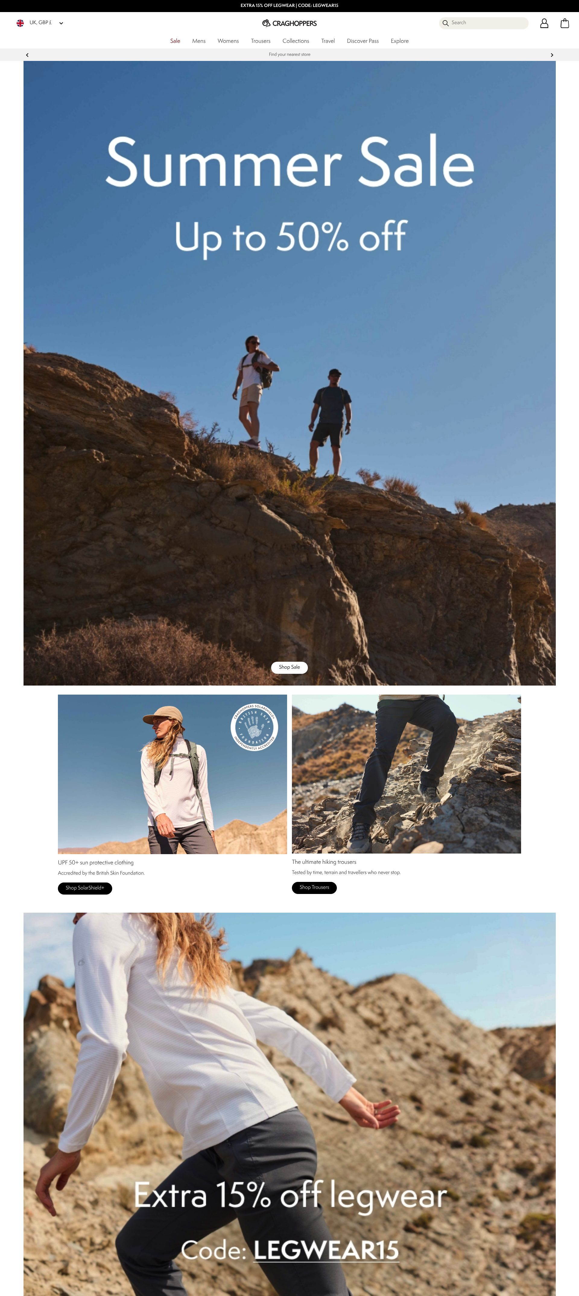 Craghoppers homepage screenshot