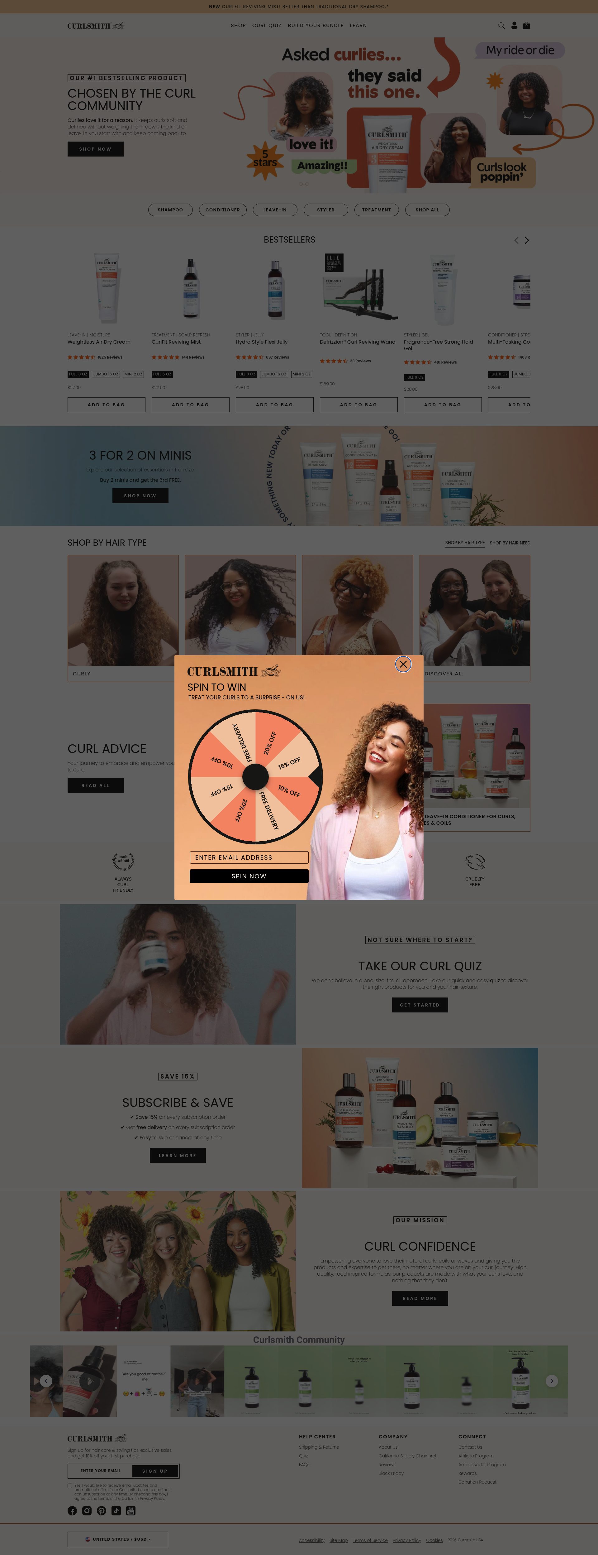 Curlsmith homepage