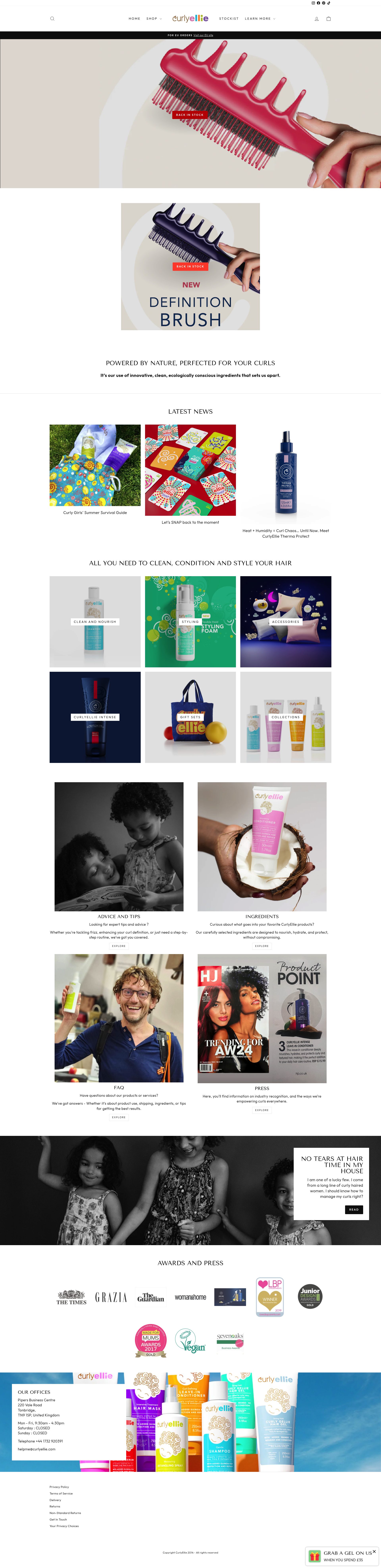 Curly Ellie homepage