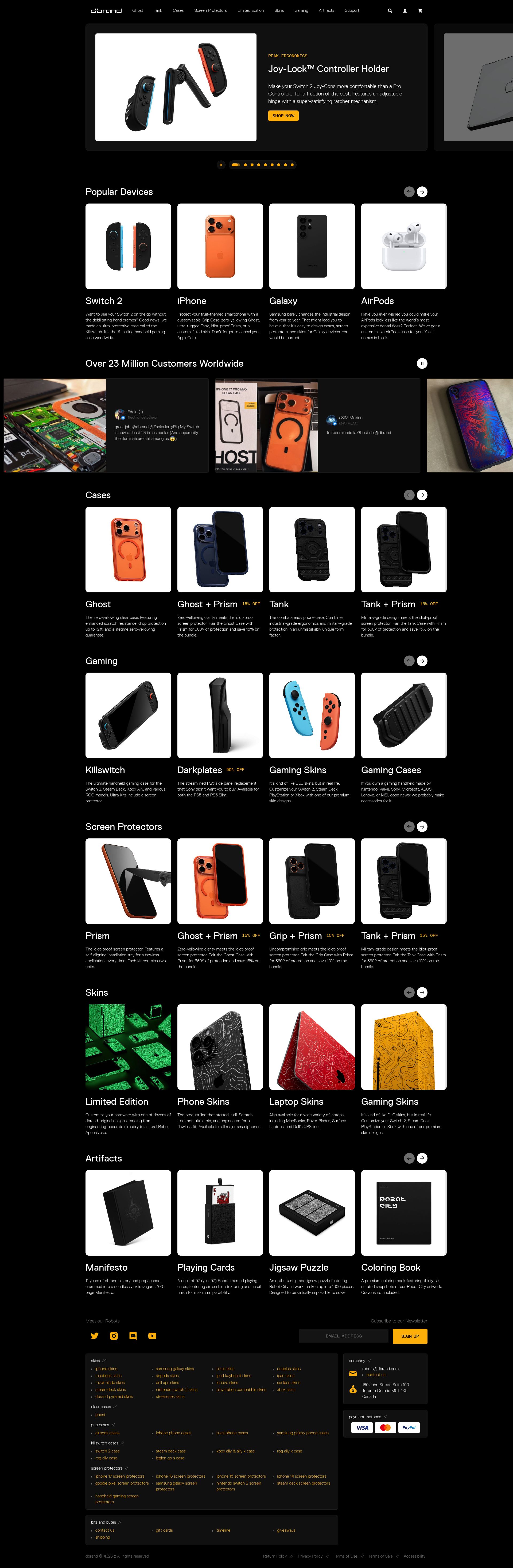 Dbrand homepage screenshot