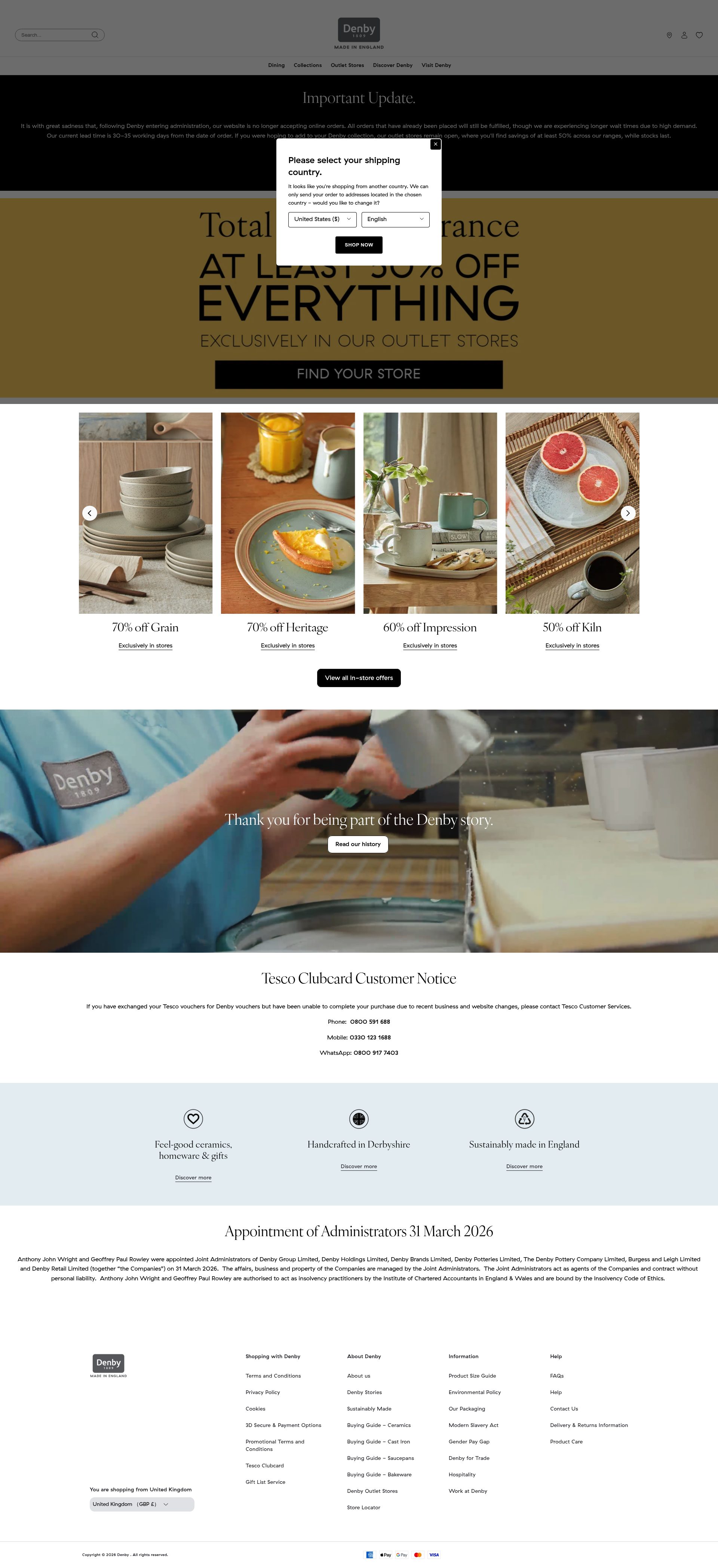 Denby homepage