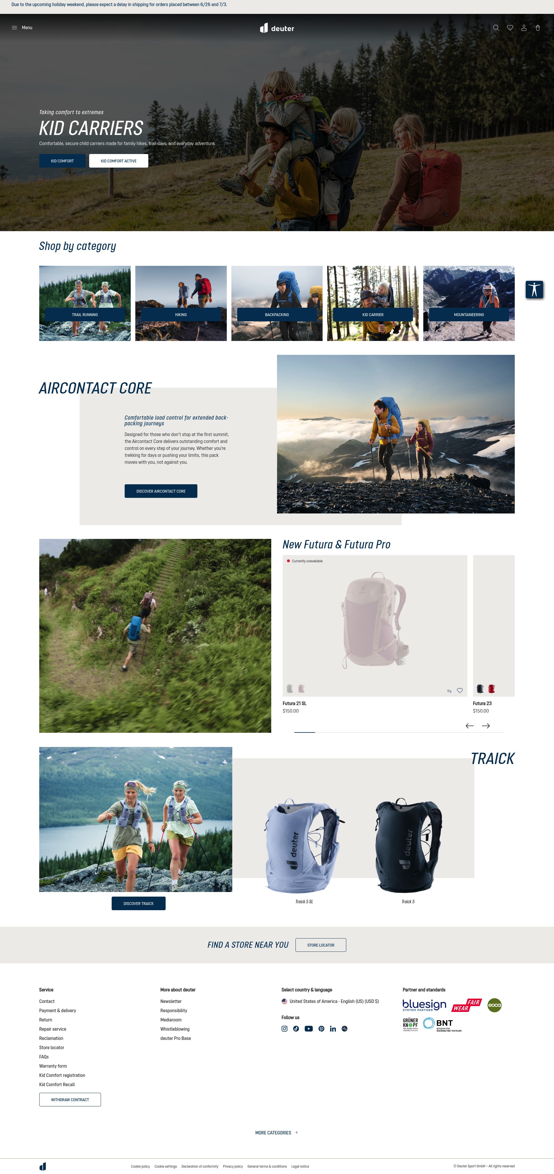 Deuter homepage screenshot