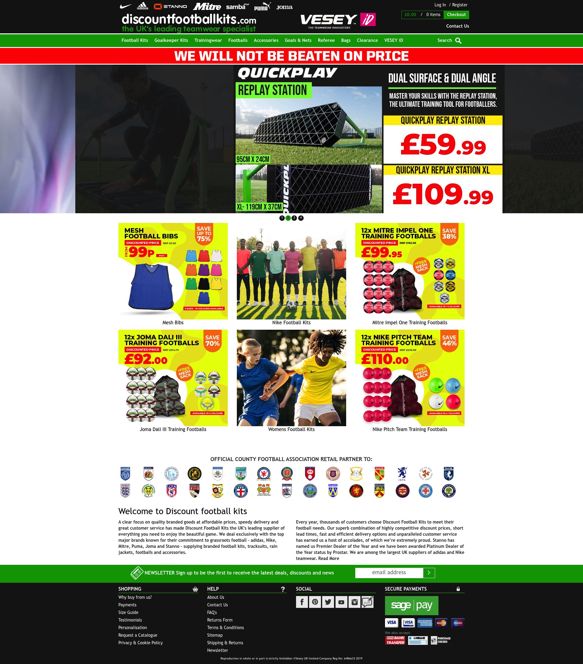 Discount Football Kits homepage screenshot