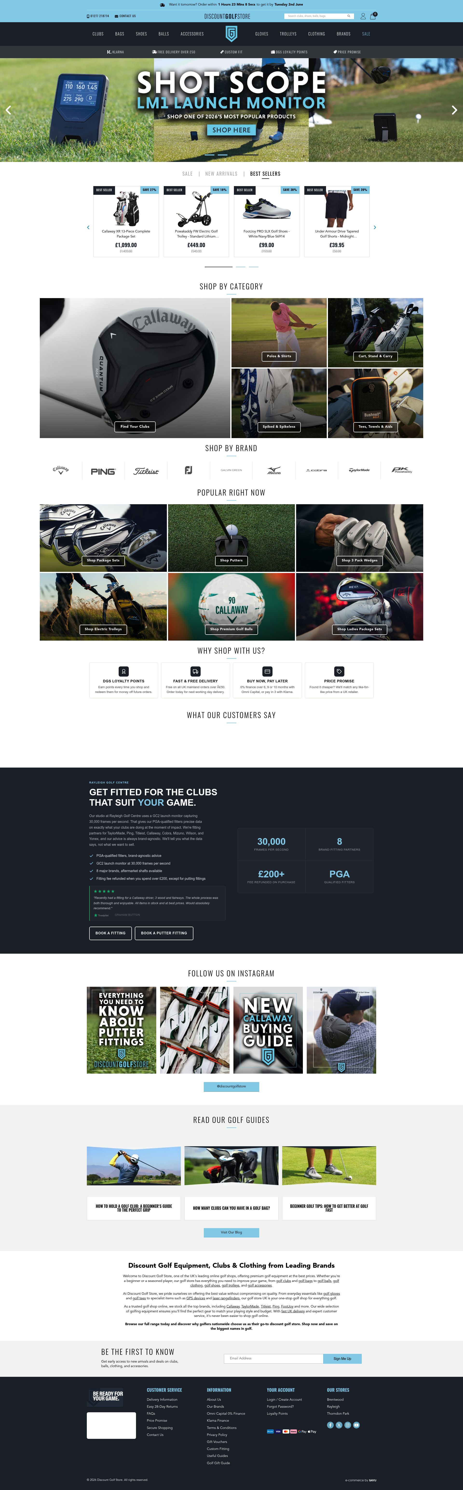 Discount Golf Store homepage screenshot