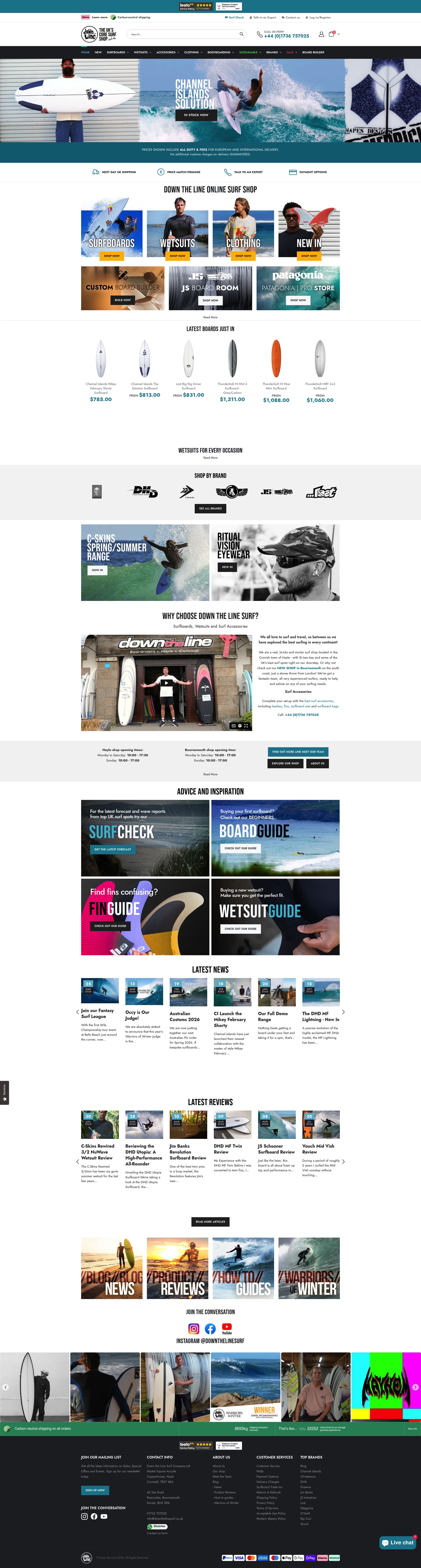 Down The Line Surf Co homepage screenshot