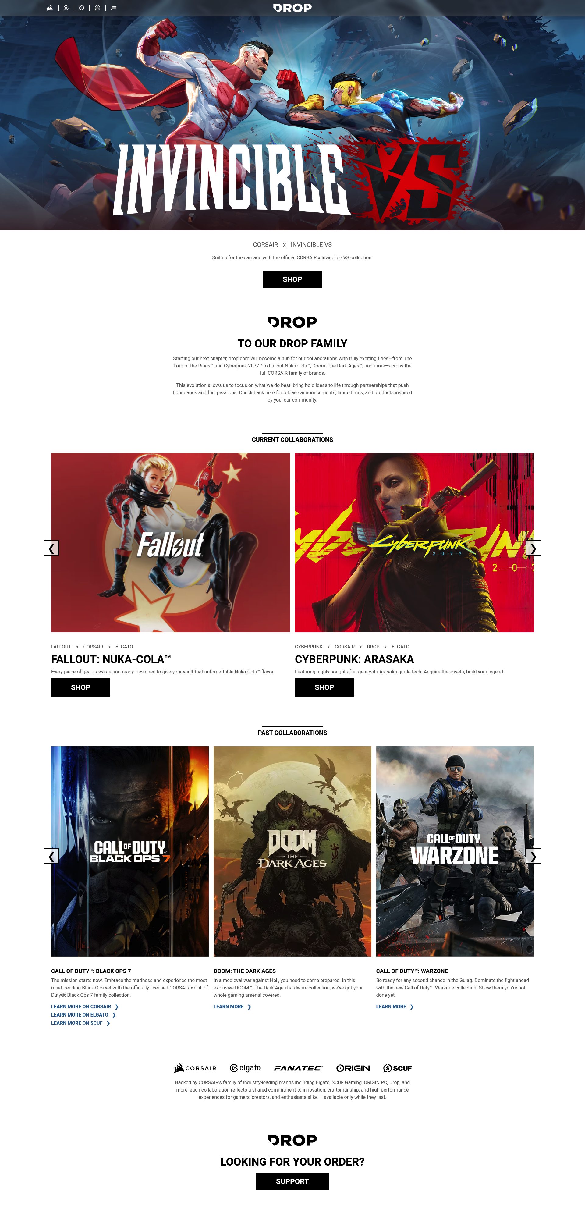 Drop homepage