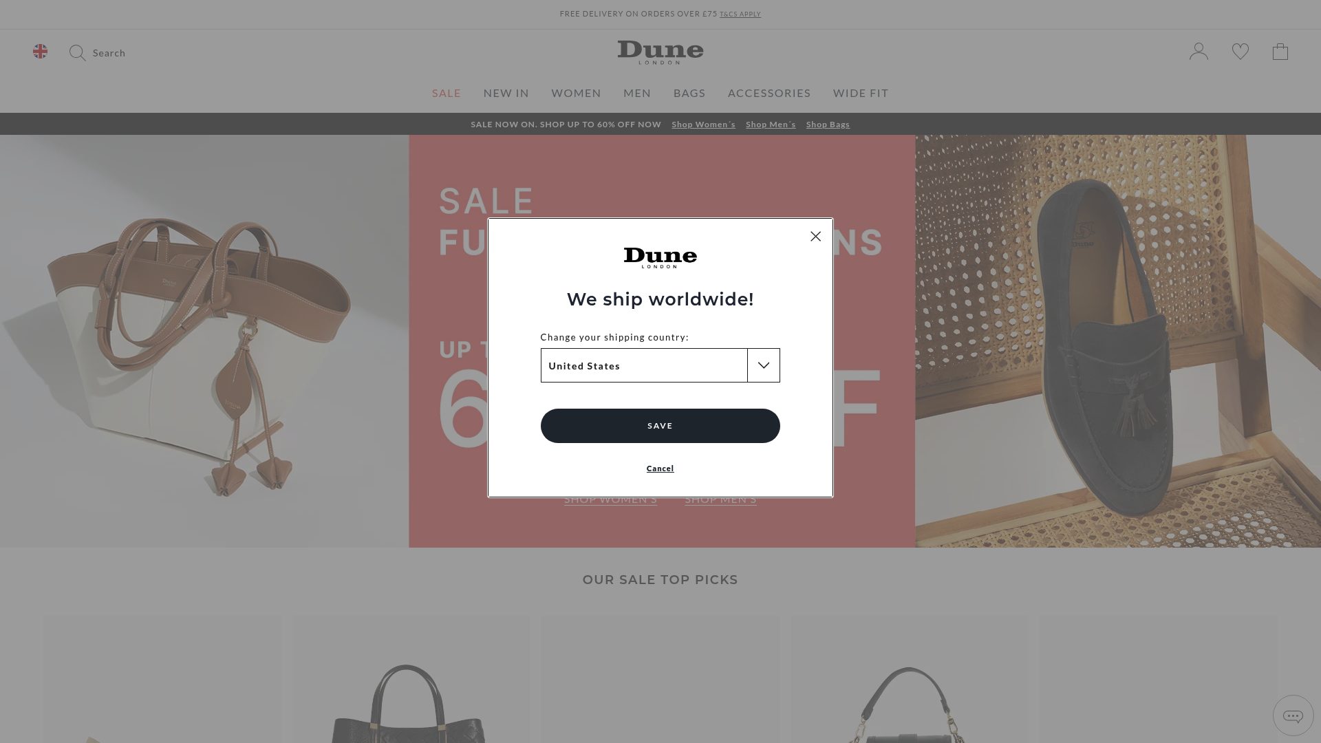 Dune London homepage