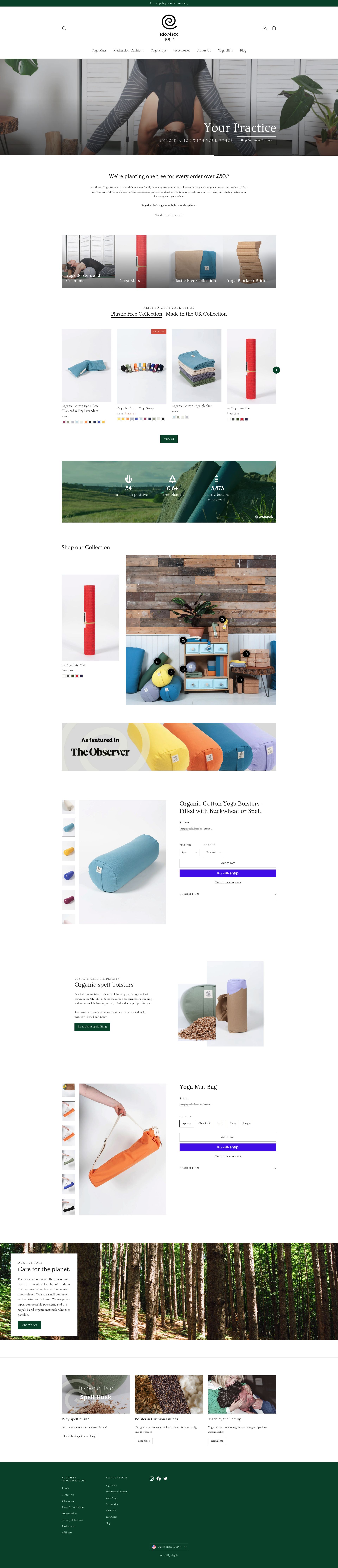 Ekotex Yoga homepage screenshot