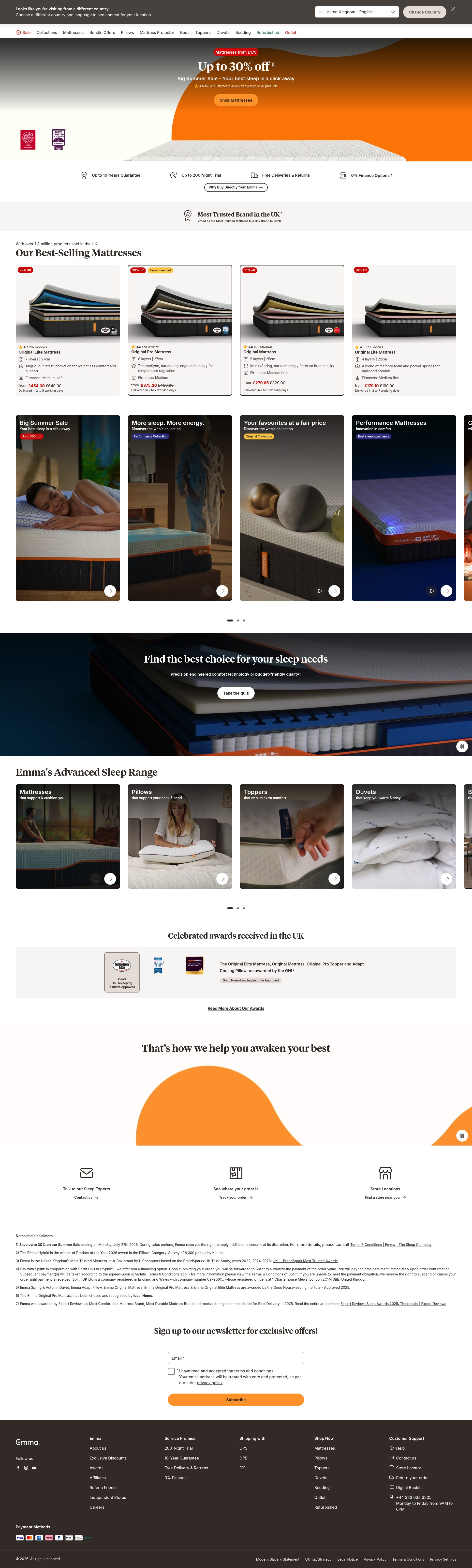 Emma Sleep homepage