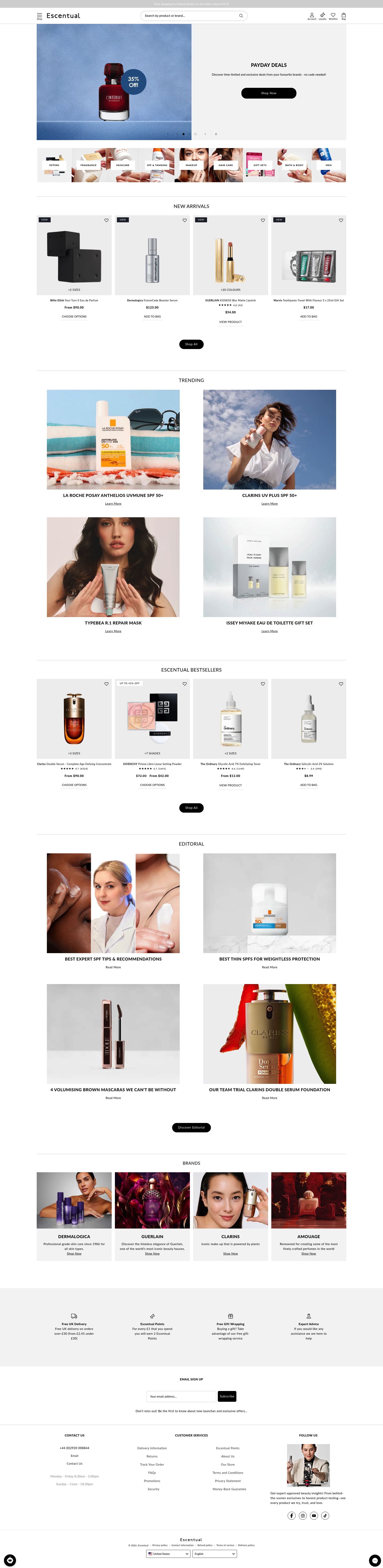 Escentual homepage screenshot