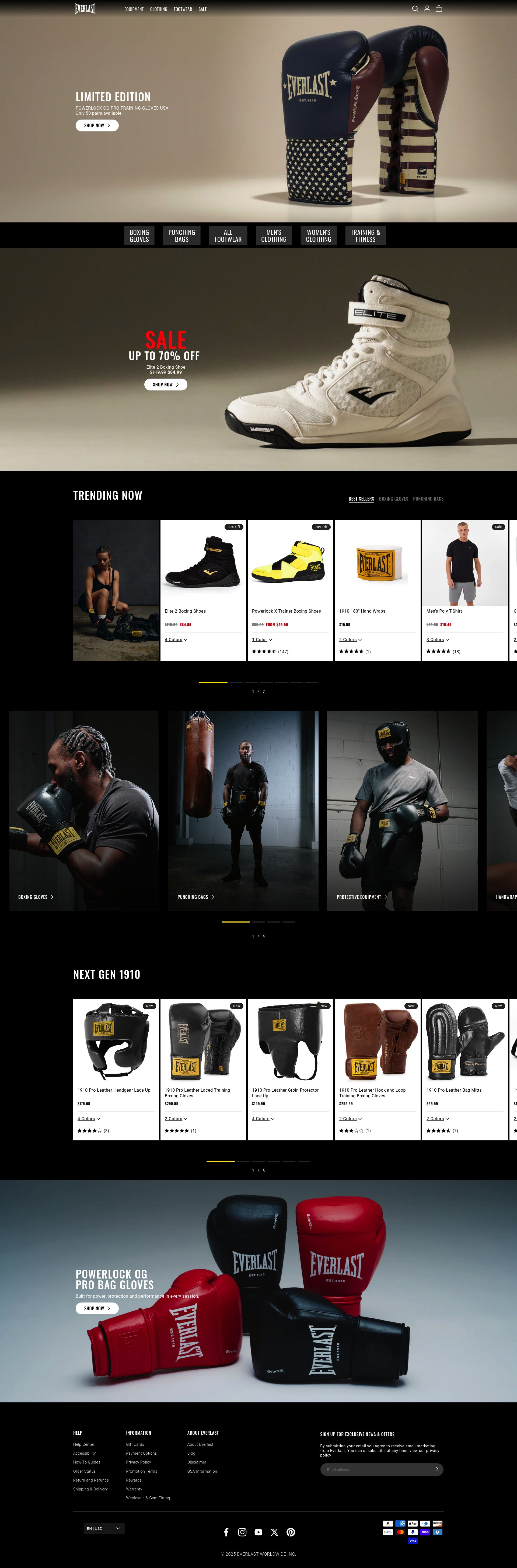 Everlast homepage