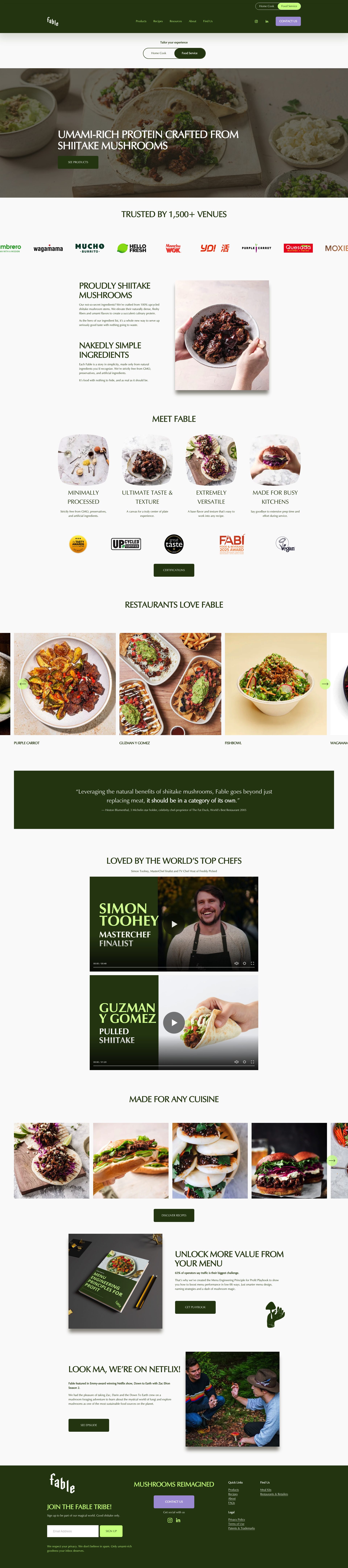 Fable Food Co. homepage