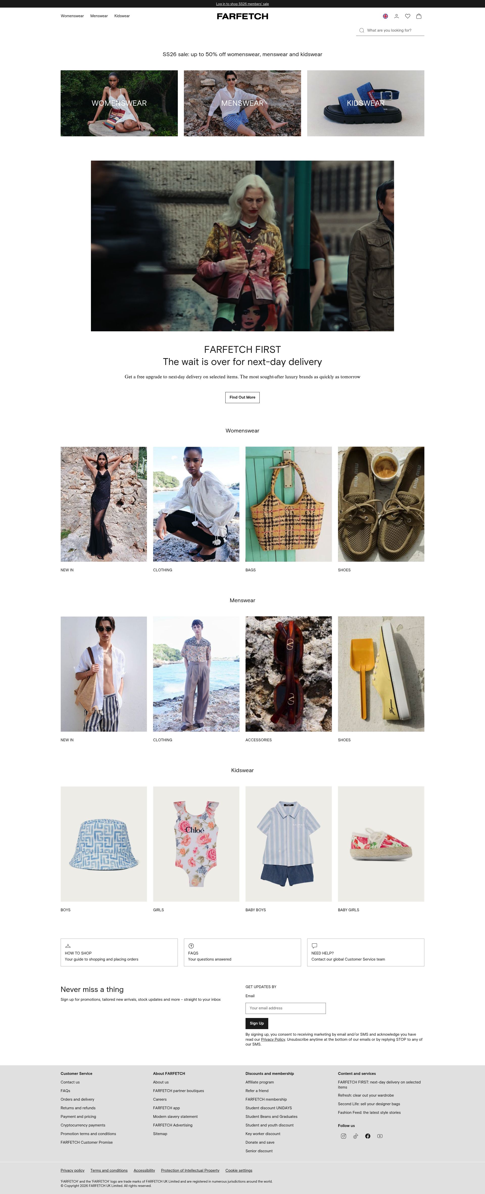 Farfetch homepage screenshot
