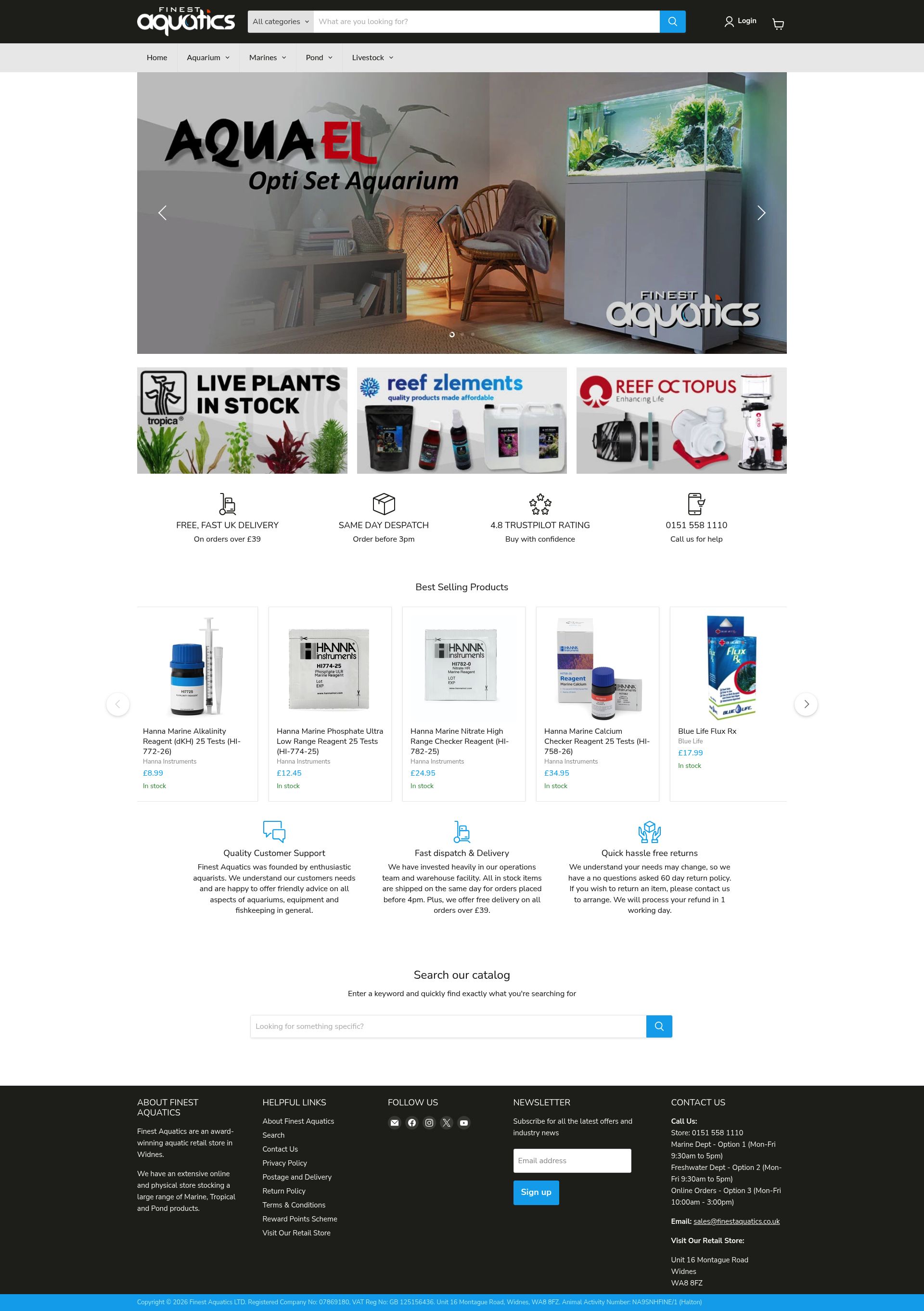 Finest Aquatics homepage screenshot