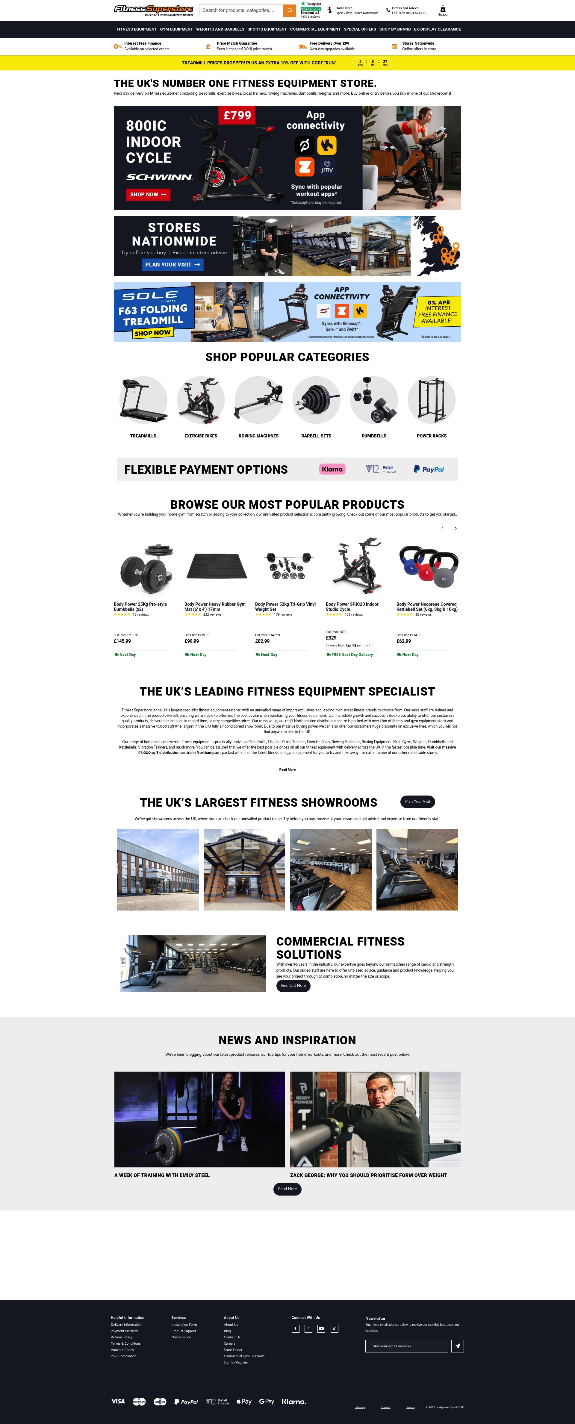 Fitness Superstore homepage screenshot