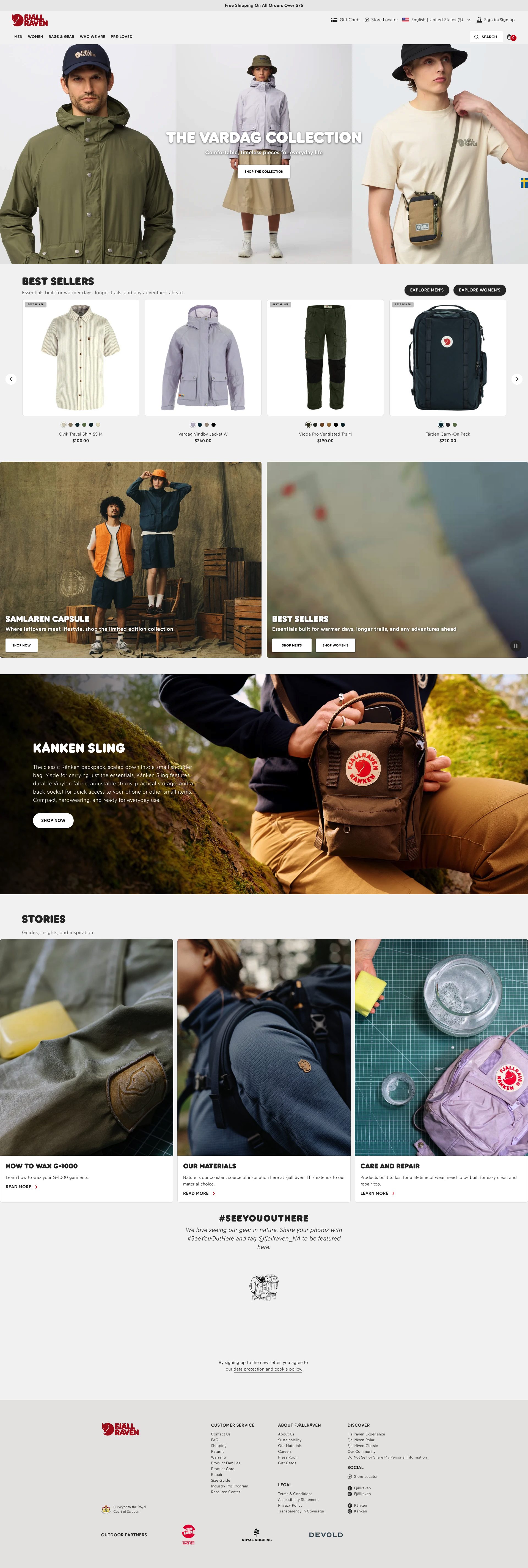 Fjällräven homepage
