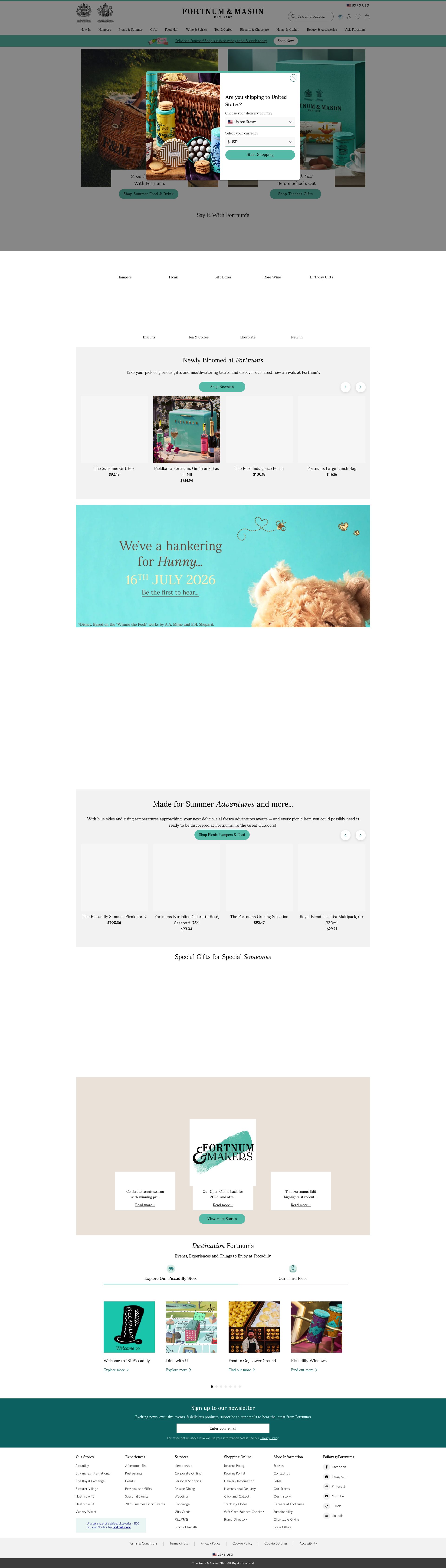 Fortnum And Mason homepage screenshot