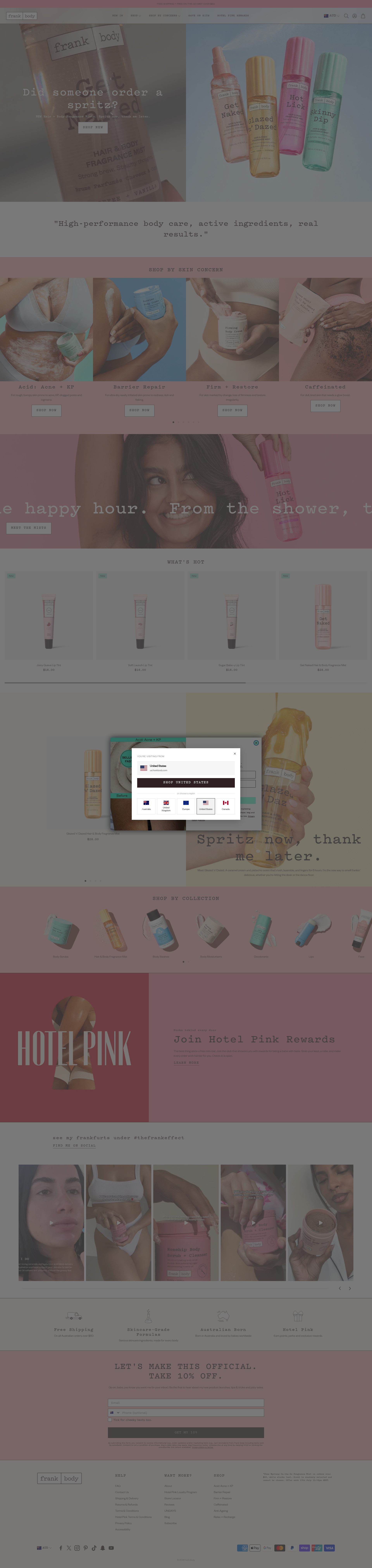 Frank Body homepage