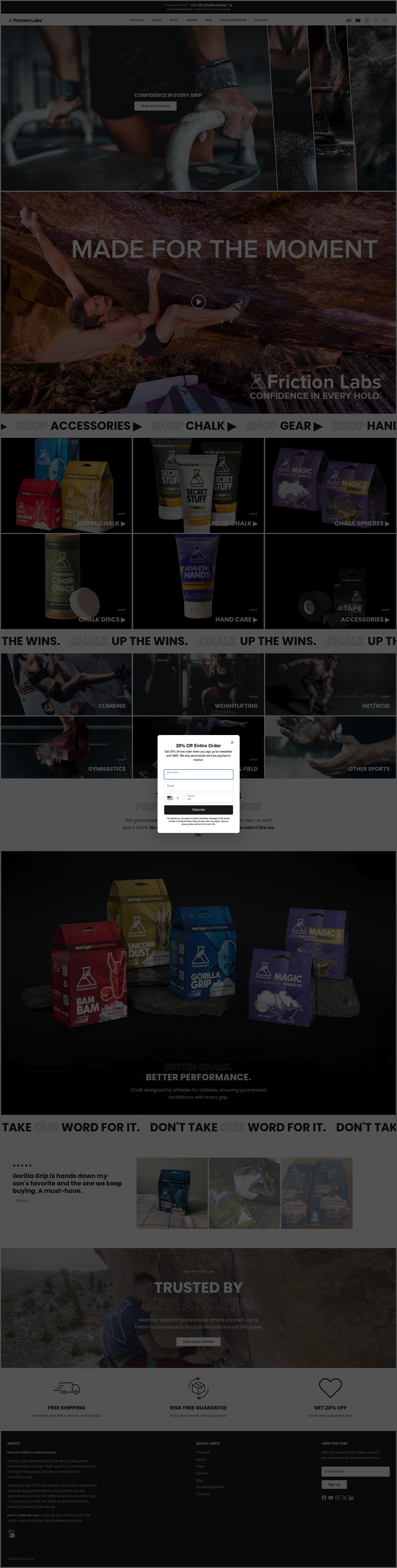 Friction Labs homepage