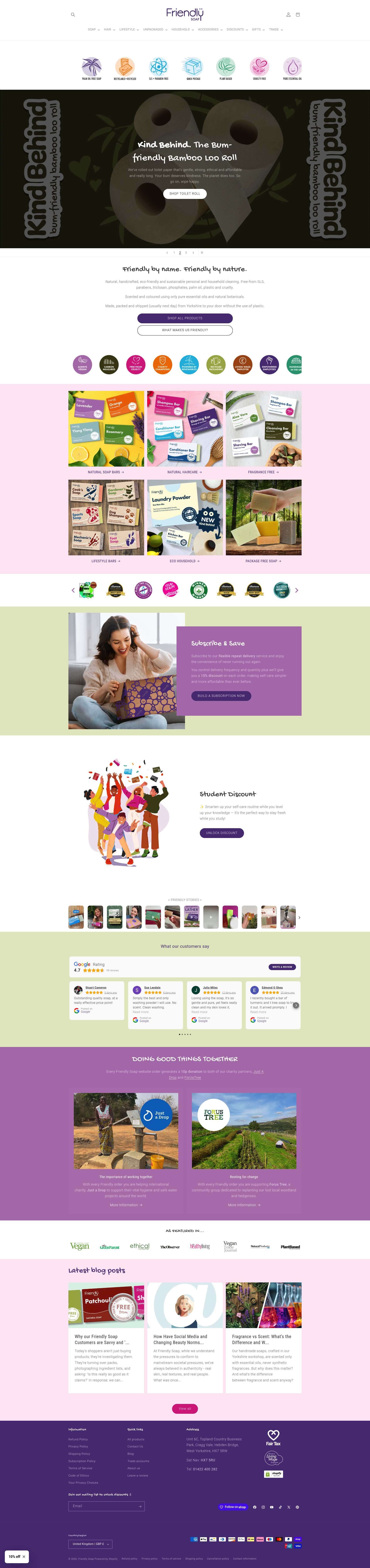 Friendly Soap homepage
