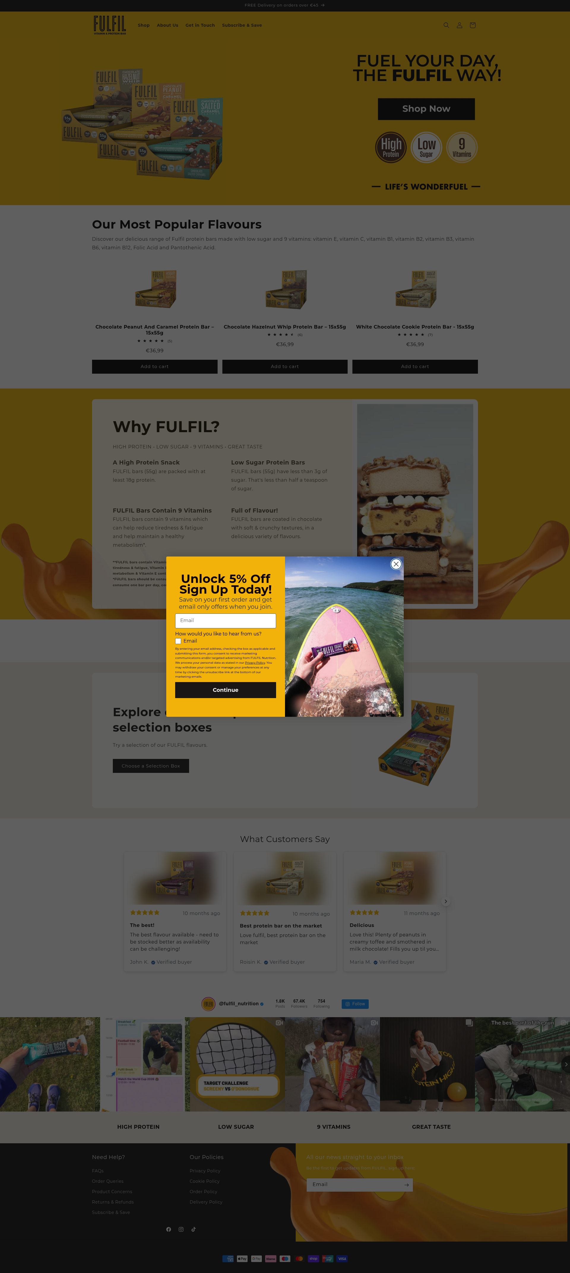 Fulfil Nutrition homepage screenshot