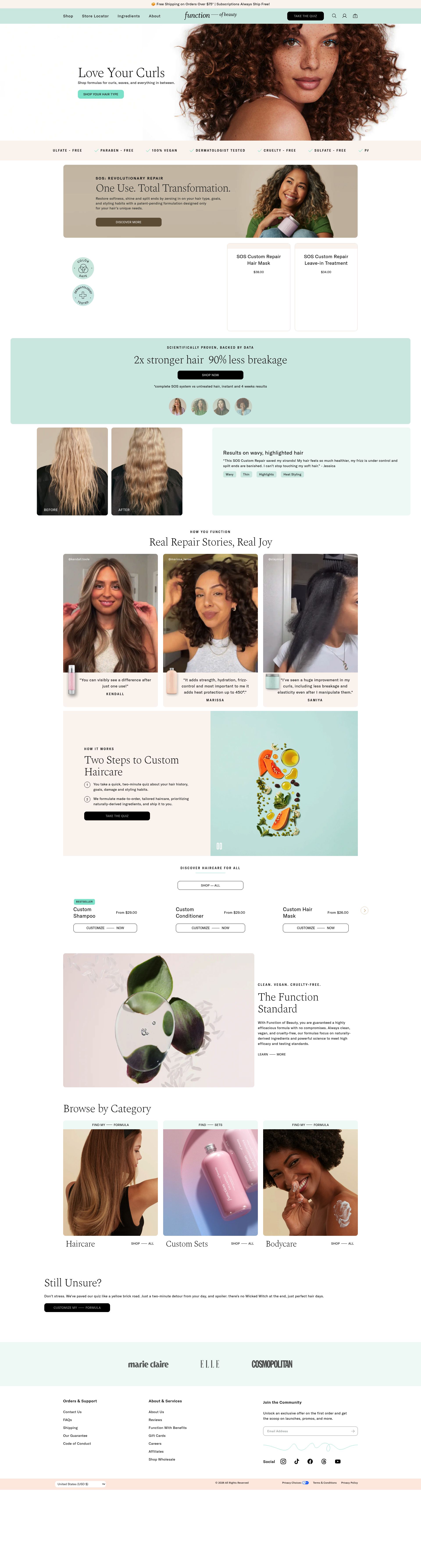 Function Of Beauty homepage screenshot