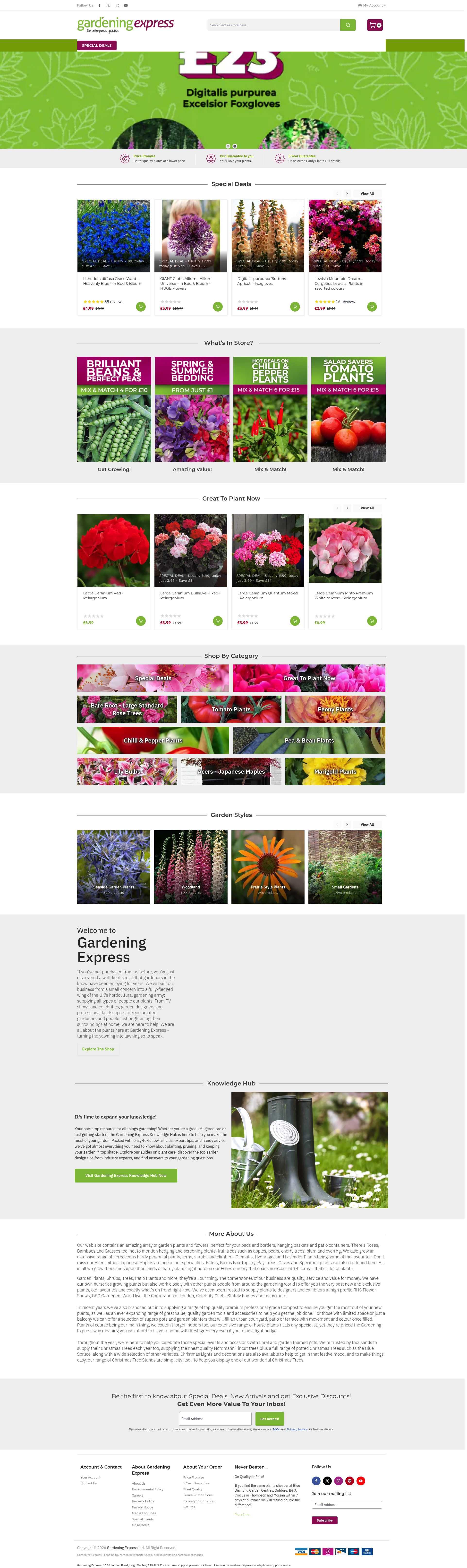Gardening Express homepage screenshot