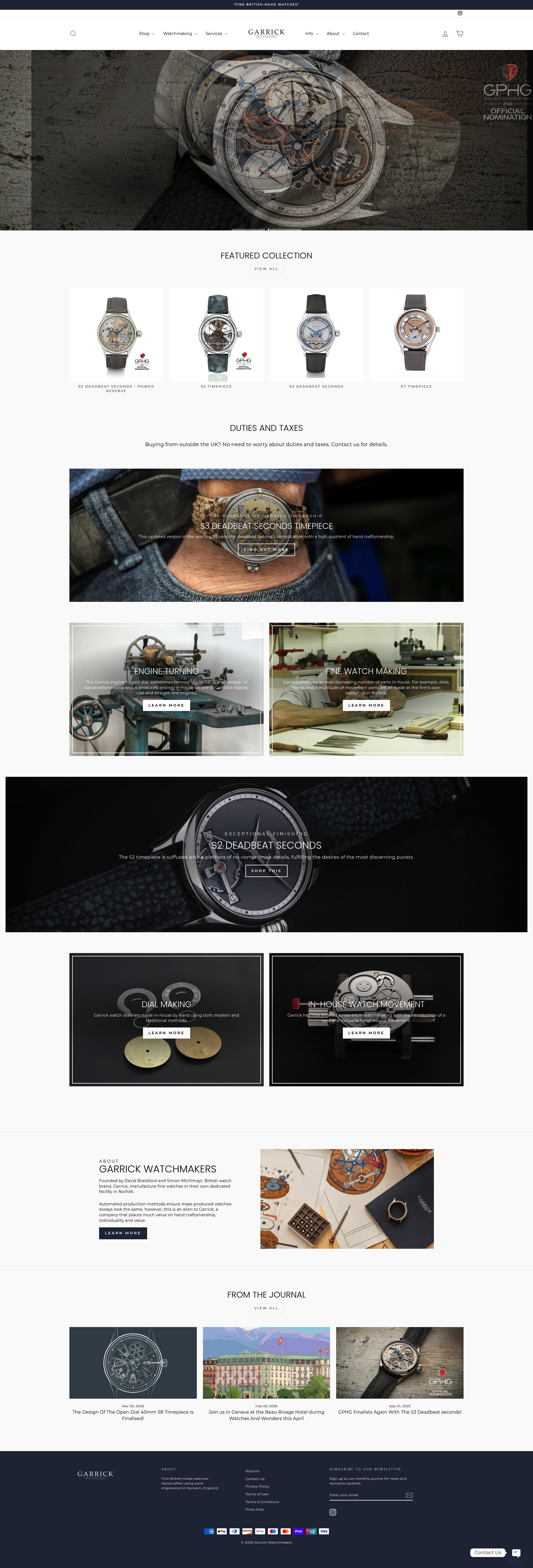 Garrick homepage screenshot