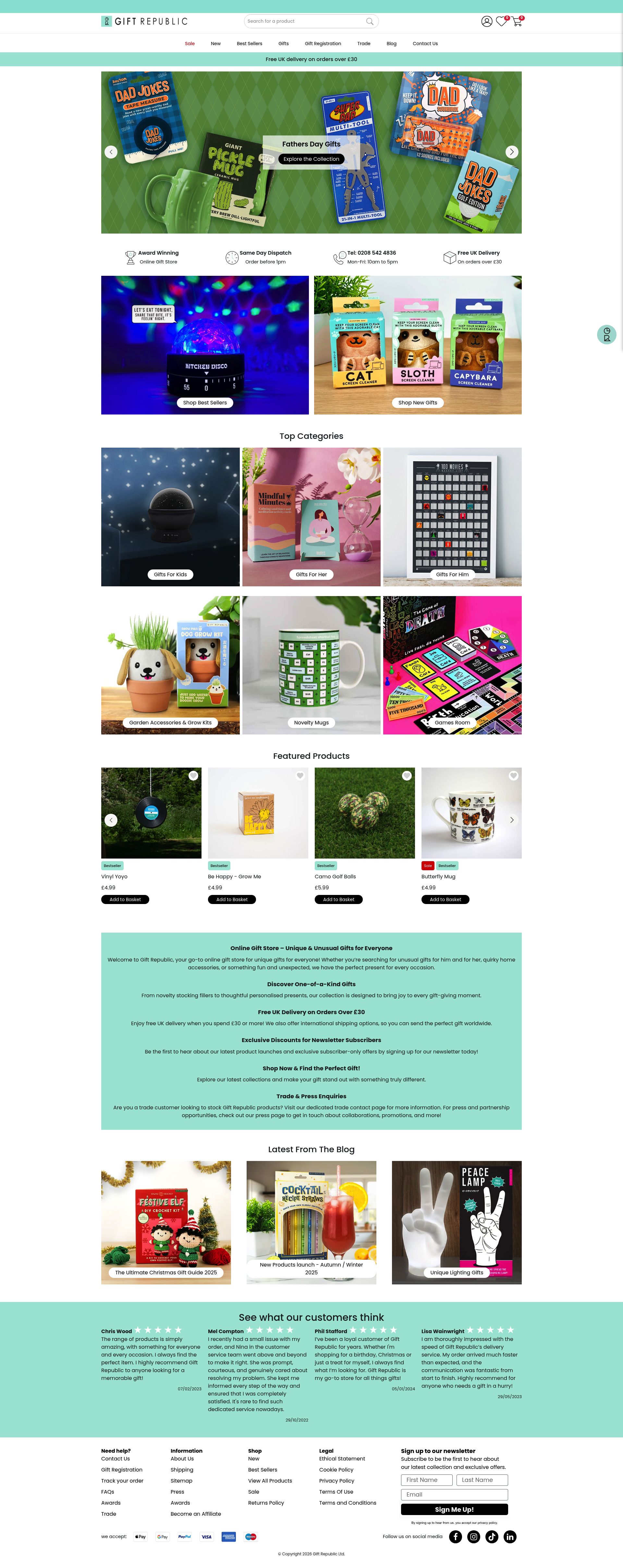 Gift Republic homepage screenshot