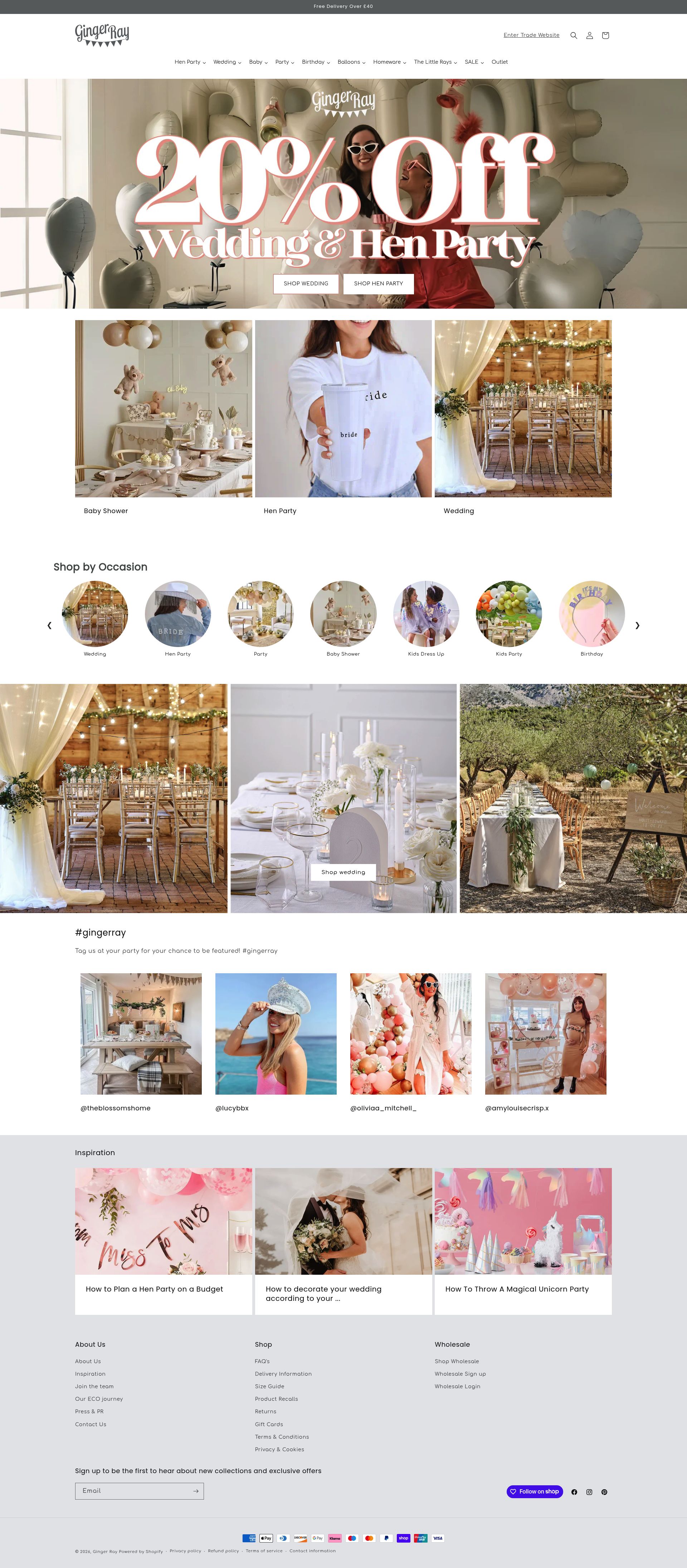 Ginger Ray homepage screenshot