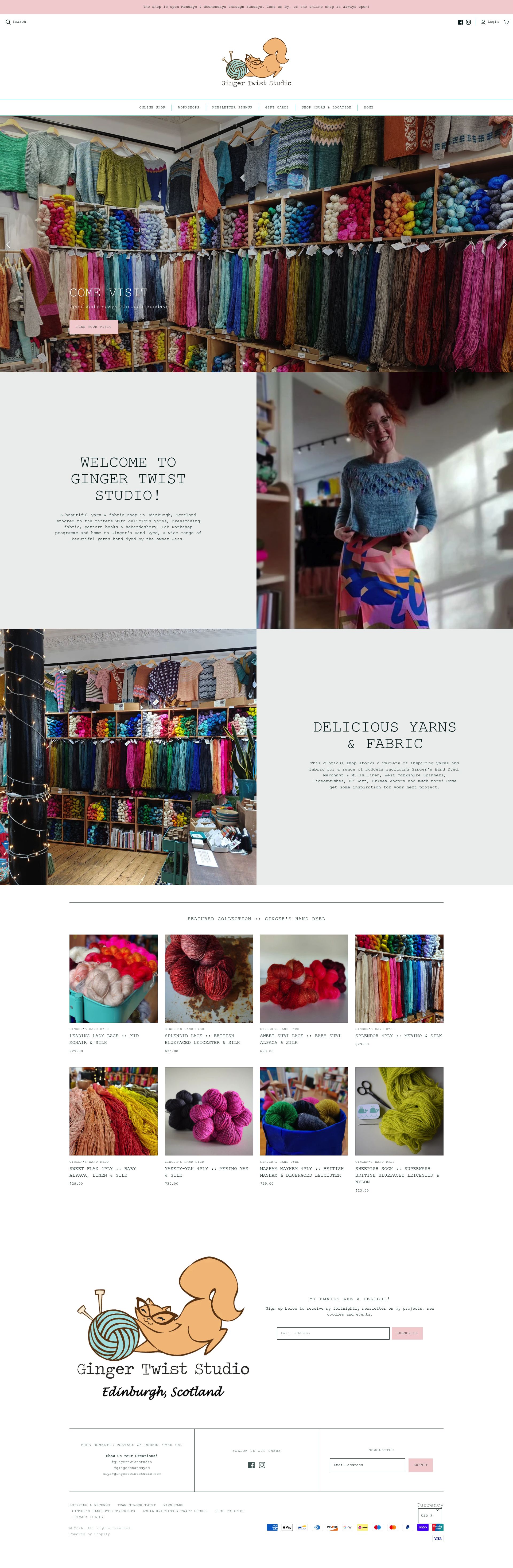 Ginger Twist Studio homepage screenshot