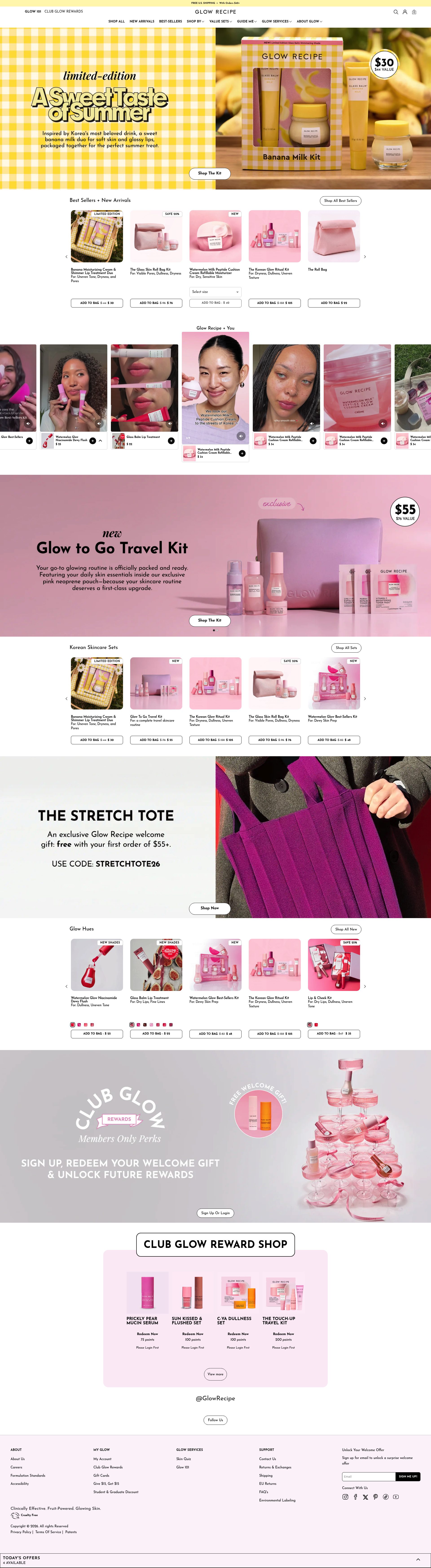 Glow Recipe homepage