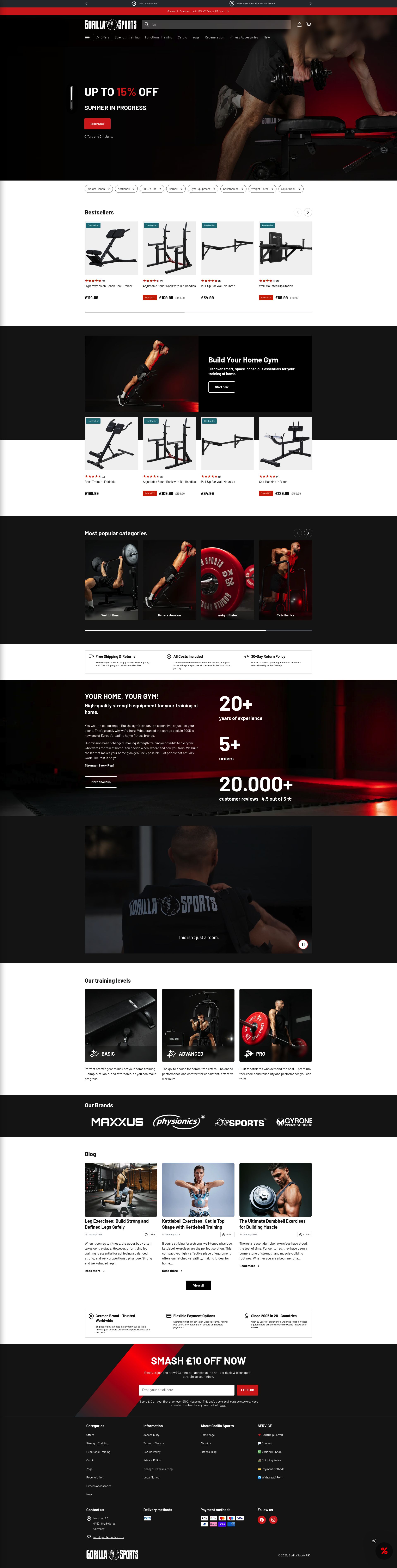 Gorilla Sports Uk homepage screenshot