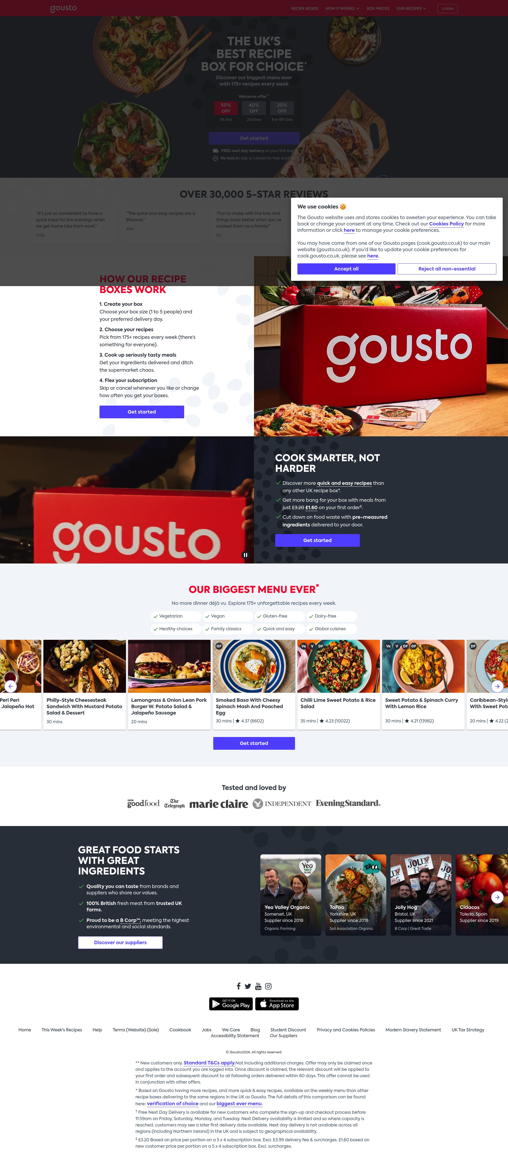Gousto homepage