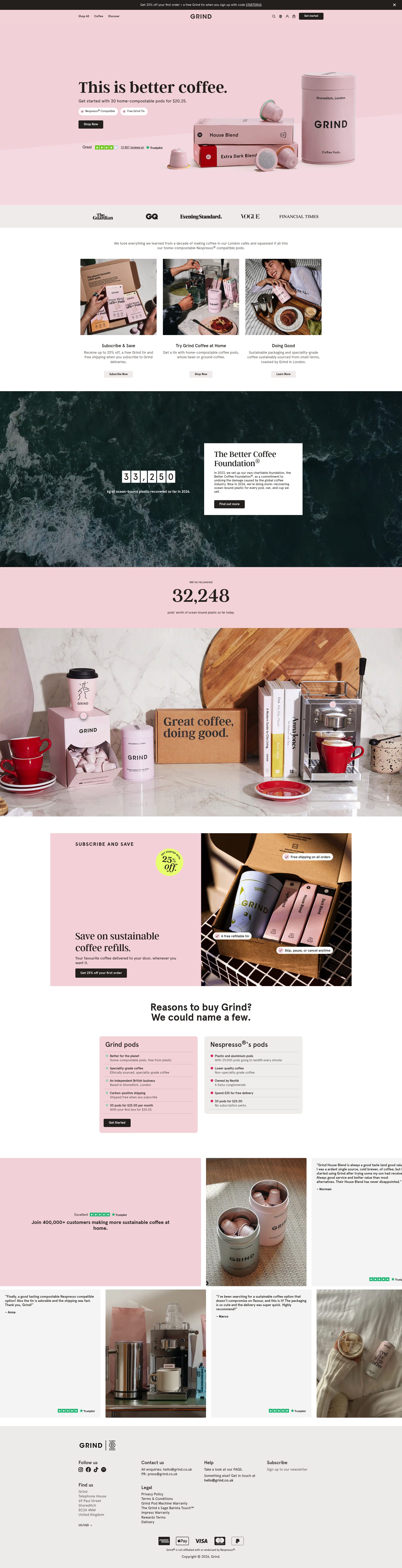 Grind homepage screenshot