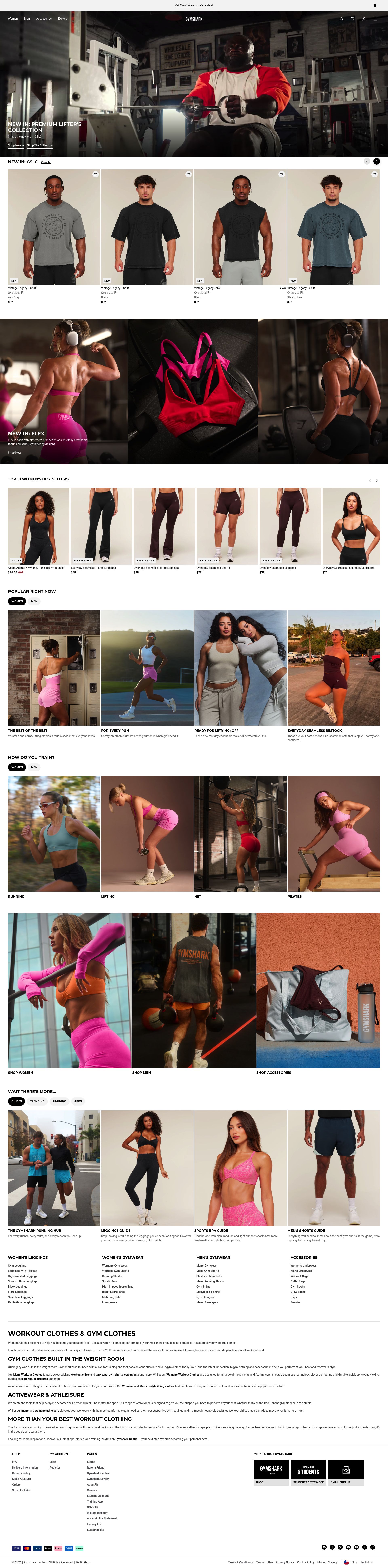 Gymshark homepage screenshot