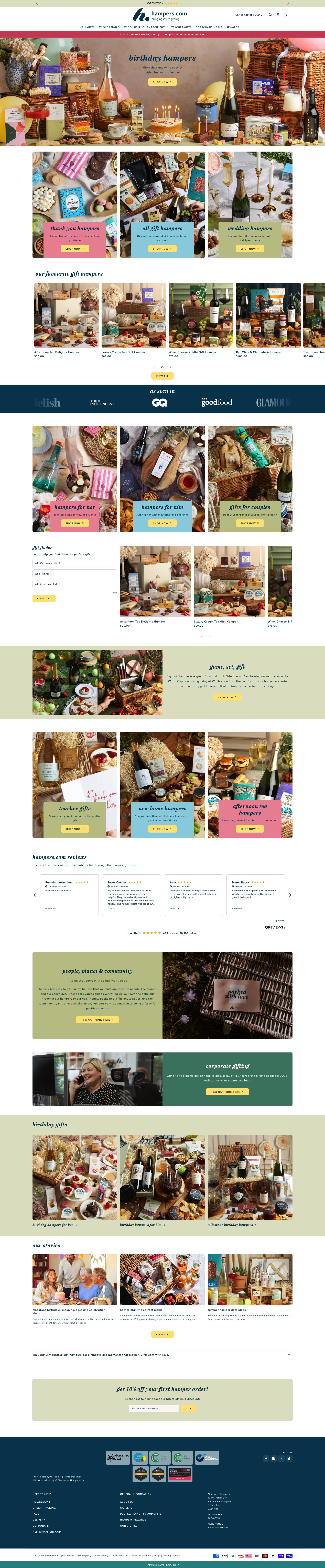 Hamper Com homepage screenshot
