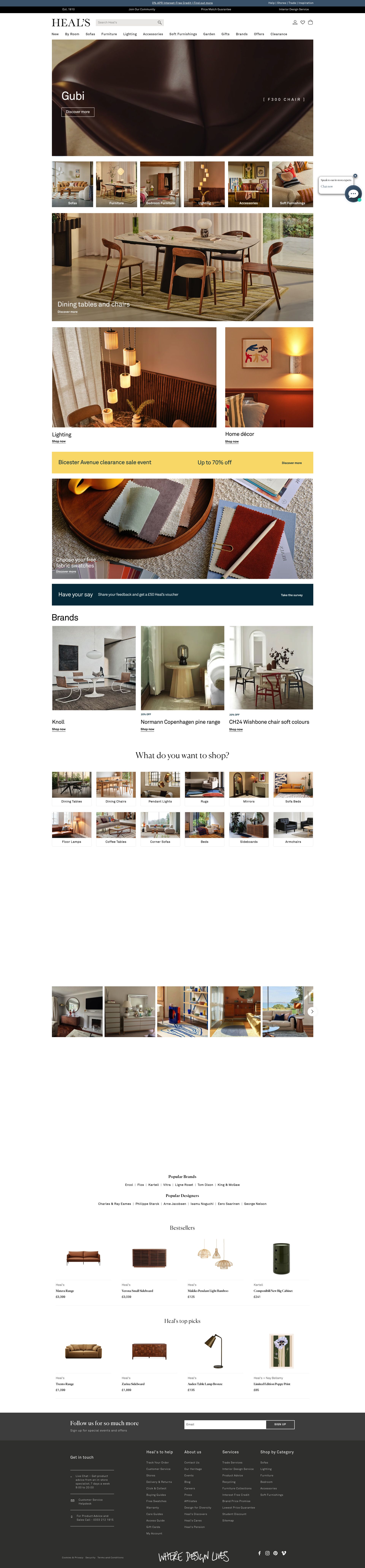 Heal’s homepage screenshot