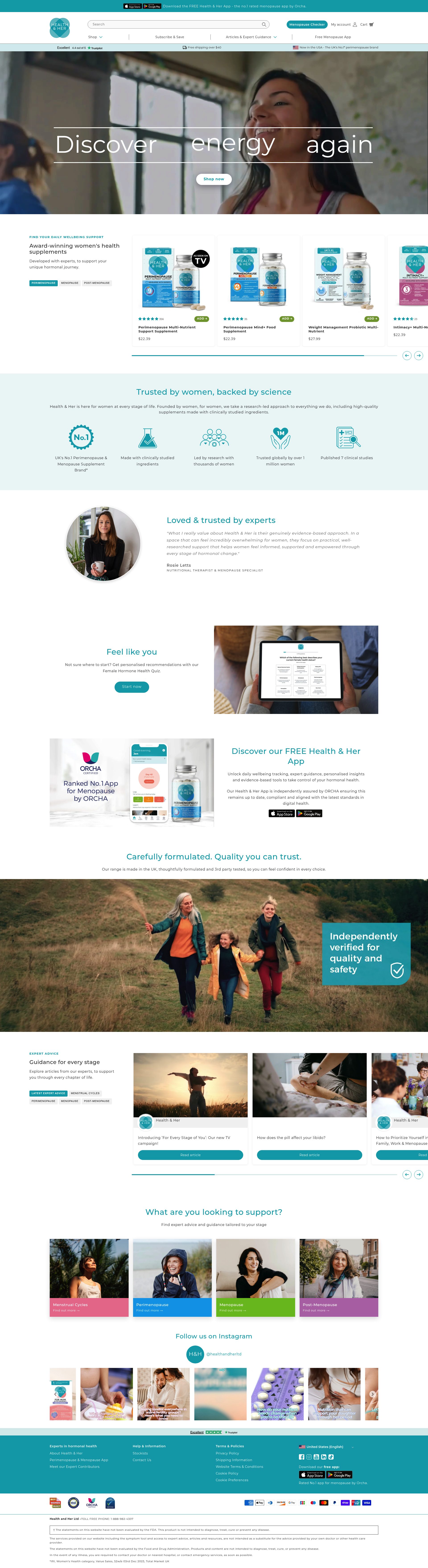 Health & Her homepage