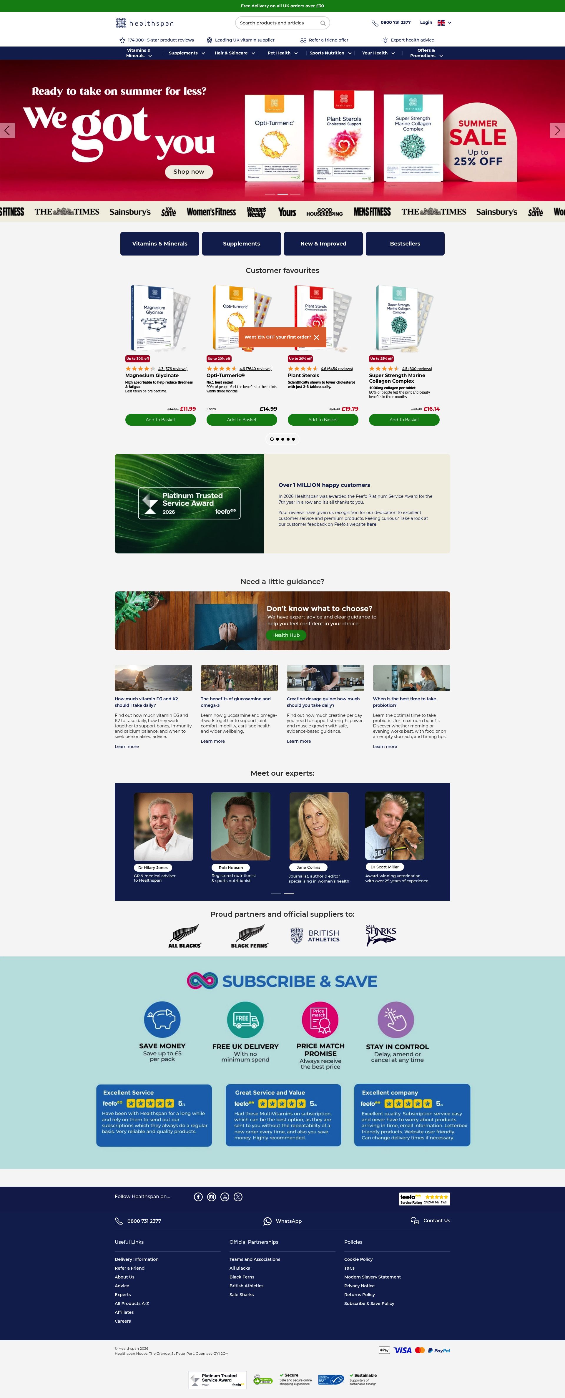 Healthspan homepage screenshot