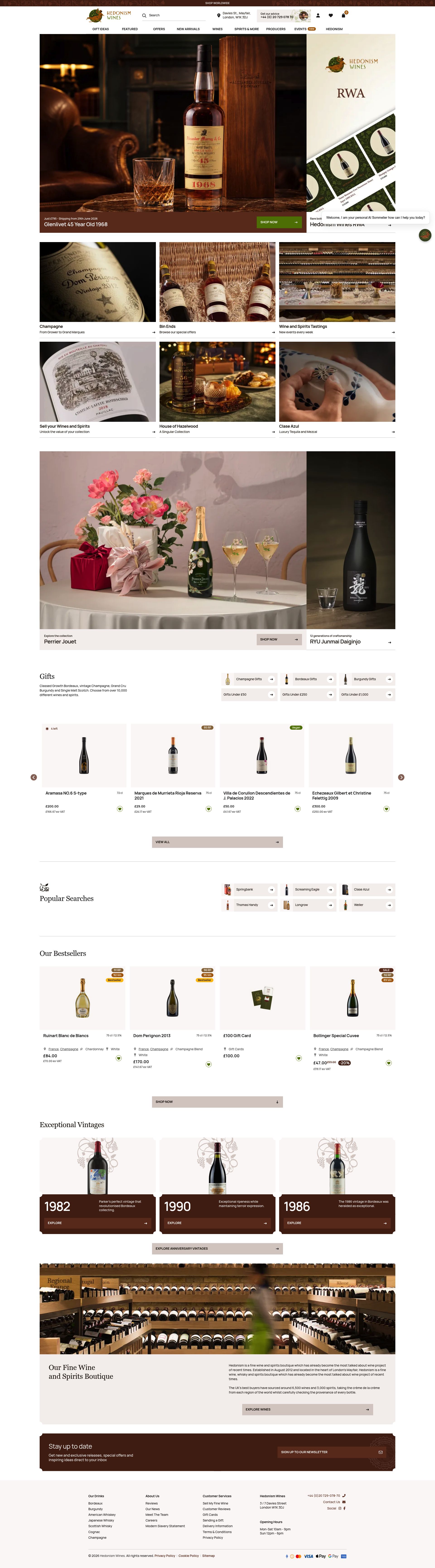Hedonism Wines homepage screenshot