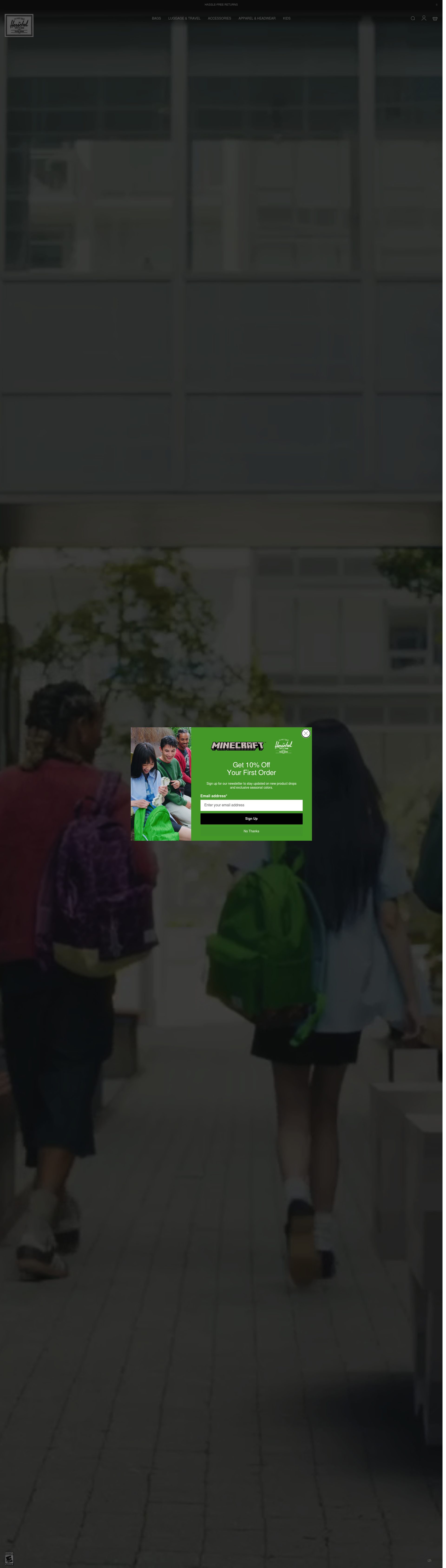 Herschel Supply Co homepage screenshot