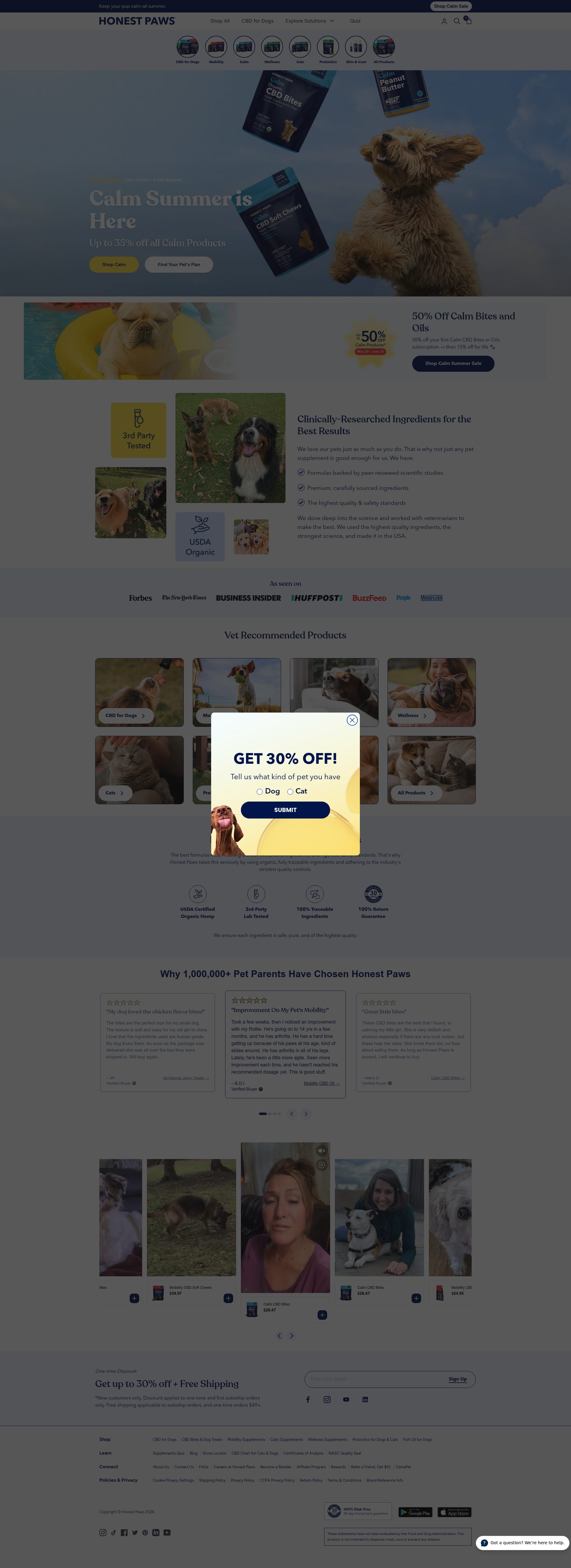 Honest Paws homepage