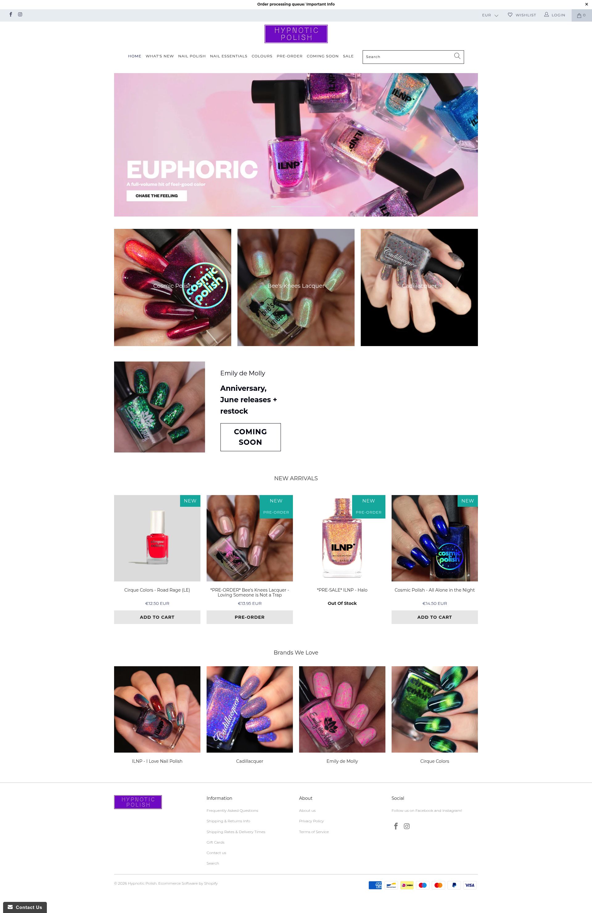 Hypnotic Polish homepage screenshot