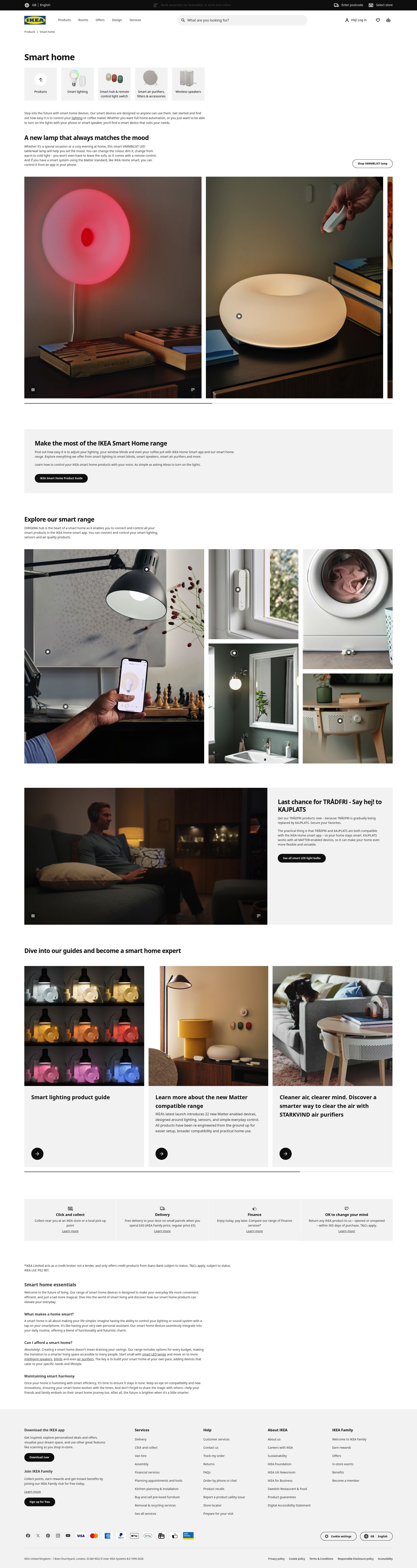 Ikea Smart Home Uk homepage screenshot