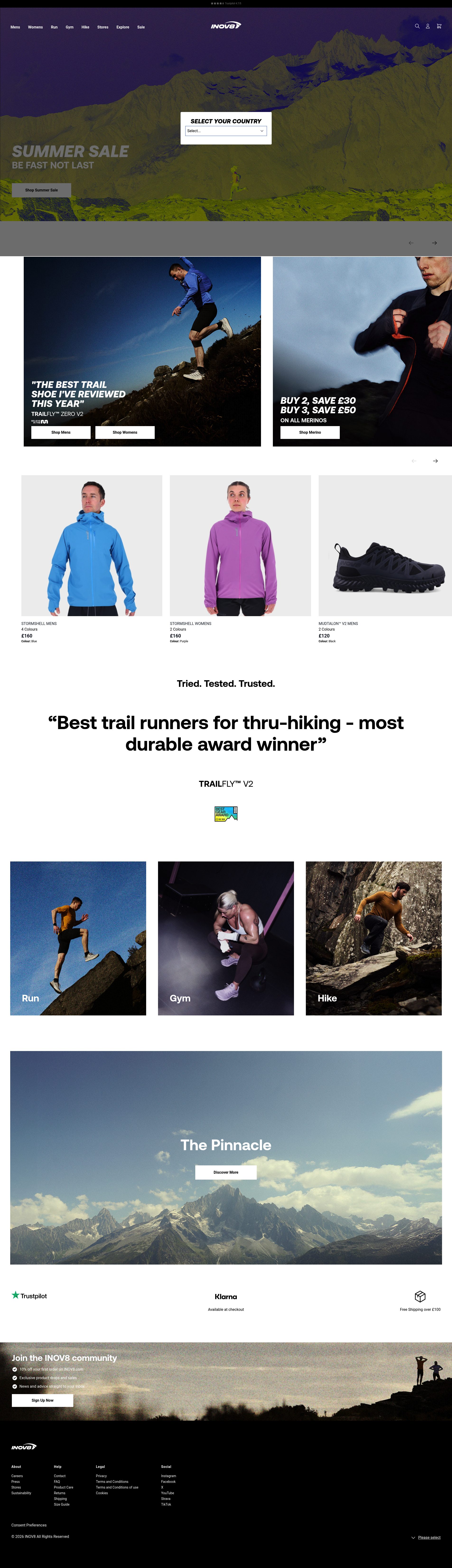 Inov 8 homepage screenshot