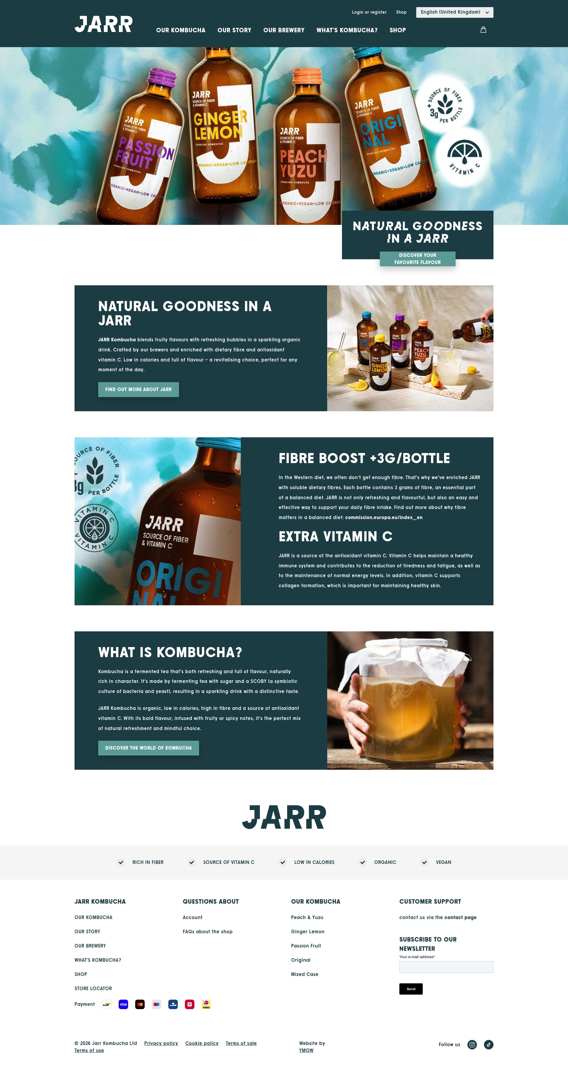 Jarr Kombucha homepage