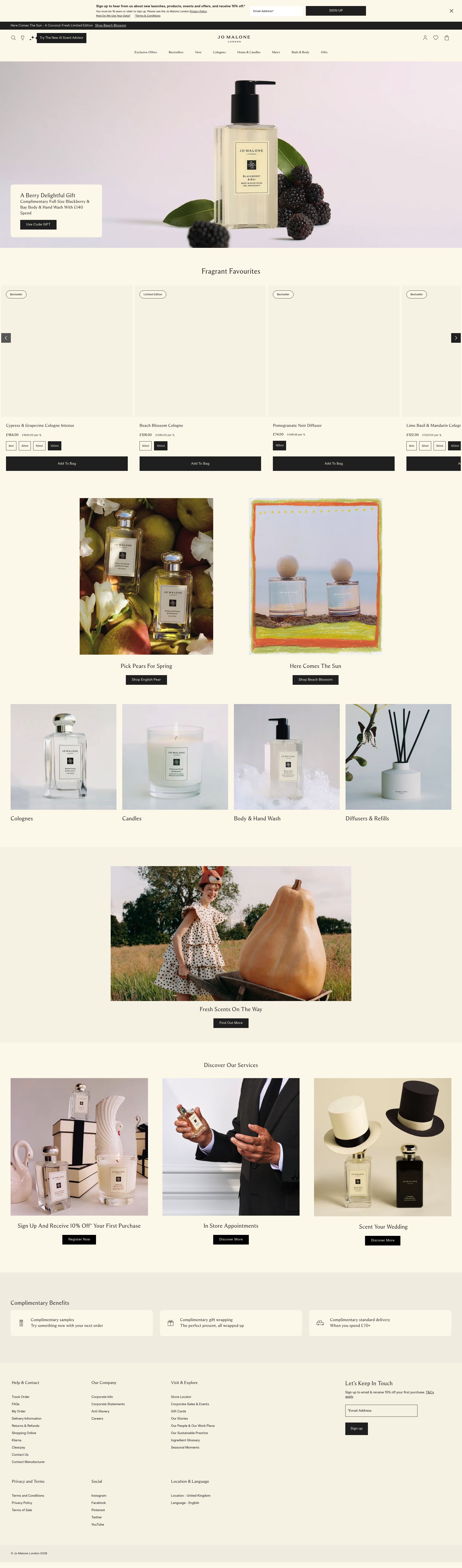 Jo Malone London homepage screenshot